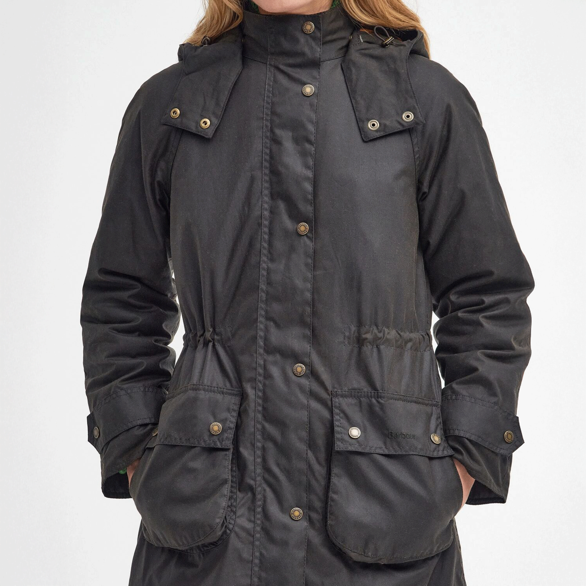 Barbour Long Cannich Women's Waxed Jacket Olive-Classic