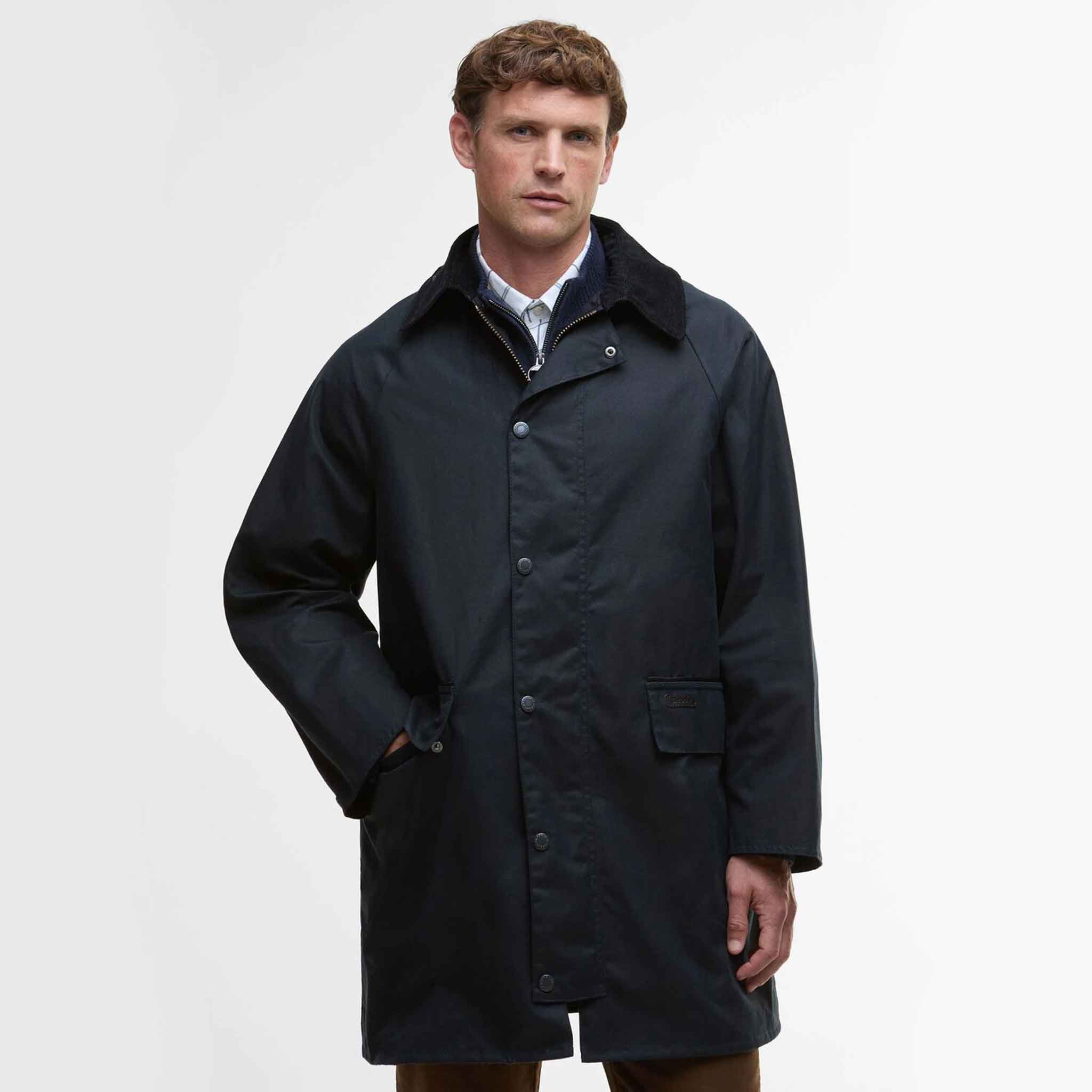Barbour Men's Country Wax Mac Jacket Navy