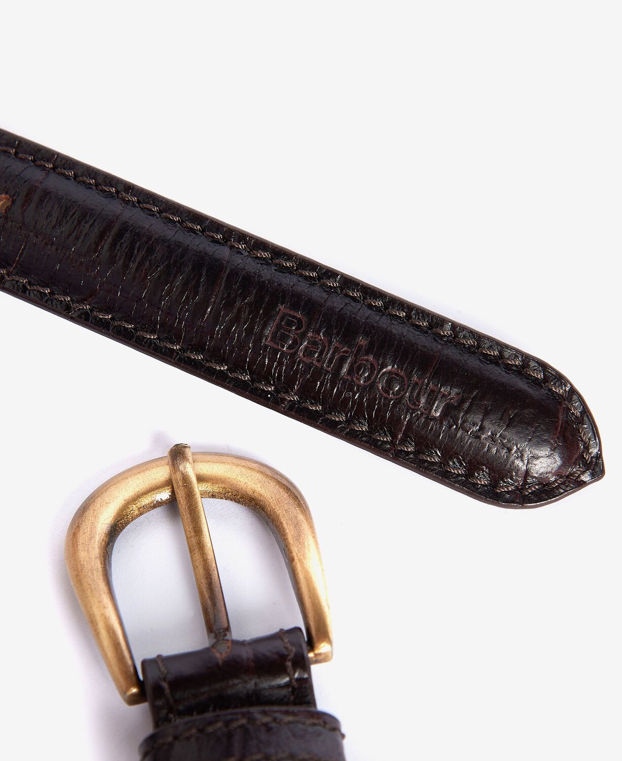 Barbour Mock Croc Leather Belt Black Cherry 4