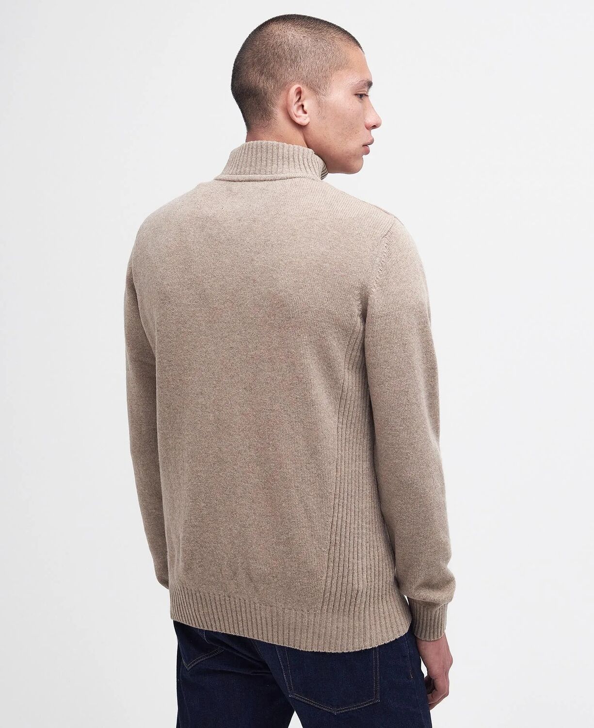 Barbour Nelson Essential Half Zip Jumper Stone 3