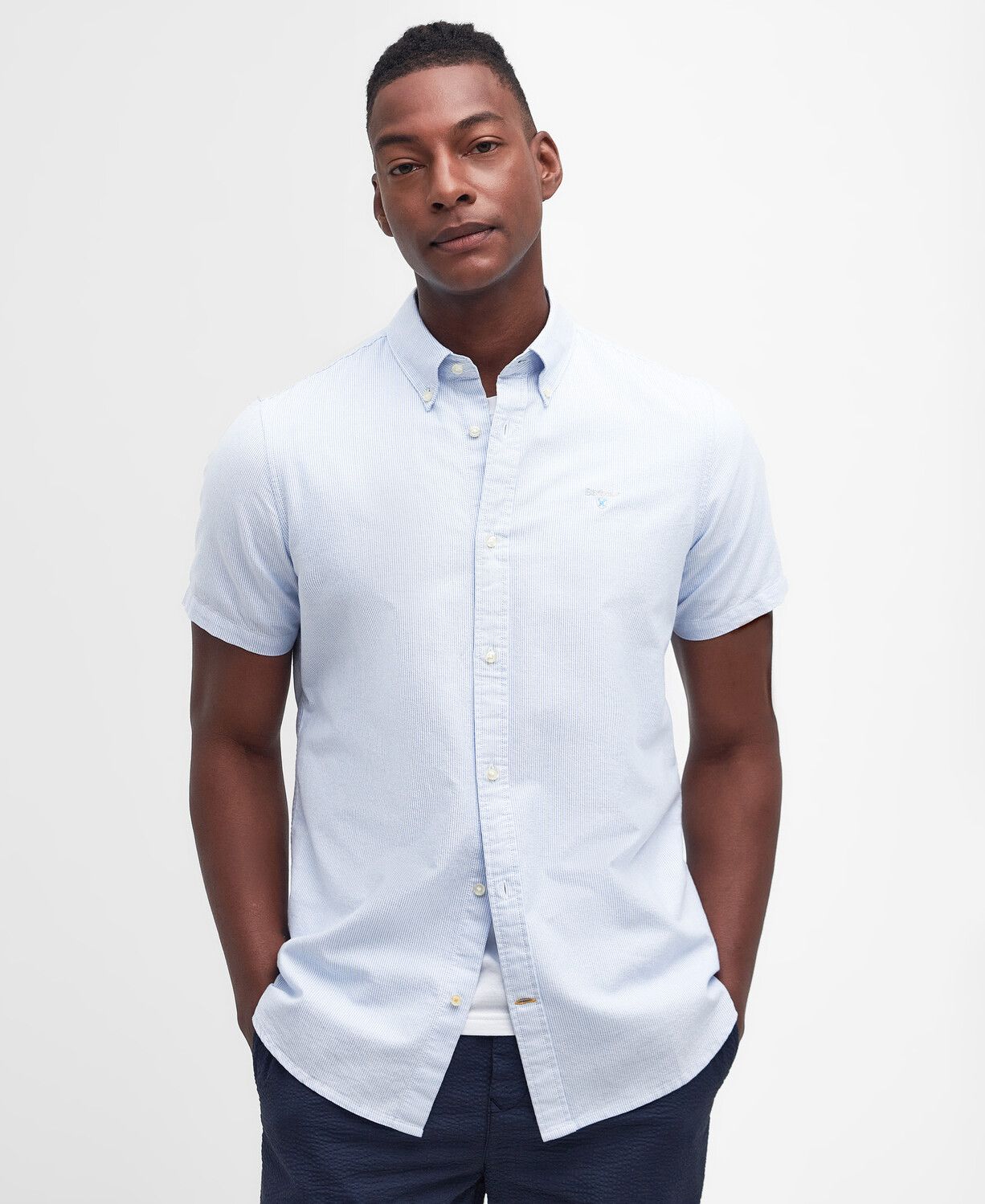 Barbour Oxtown Short Sleeve Tailored Shirt Sky Blue 3