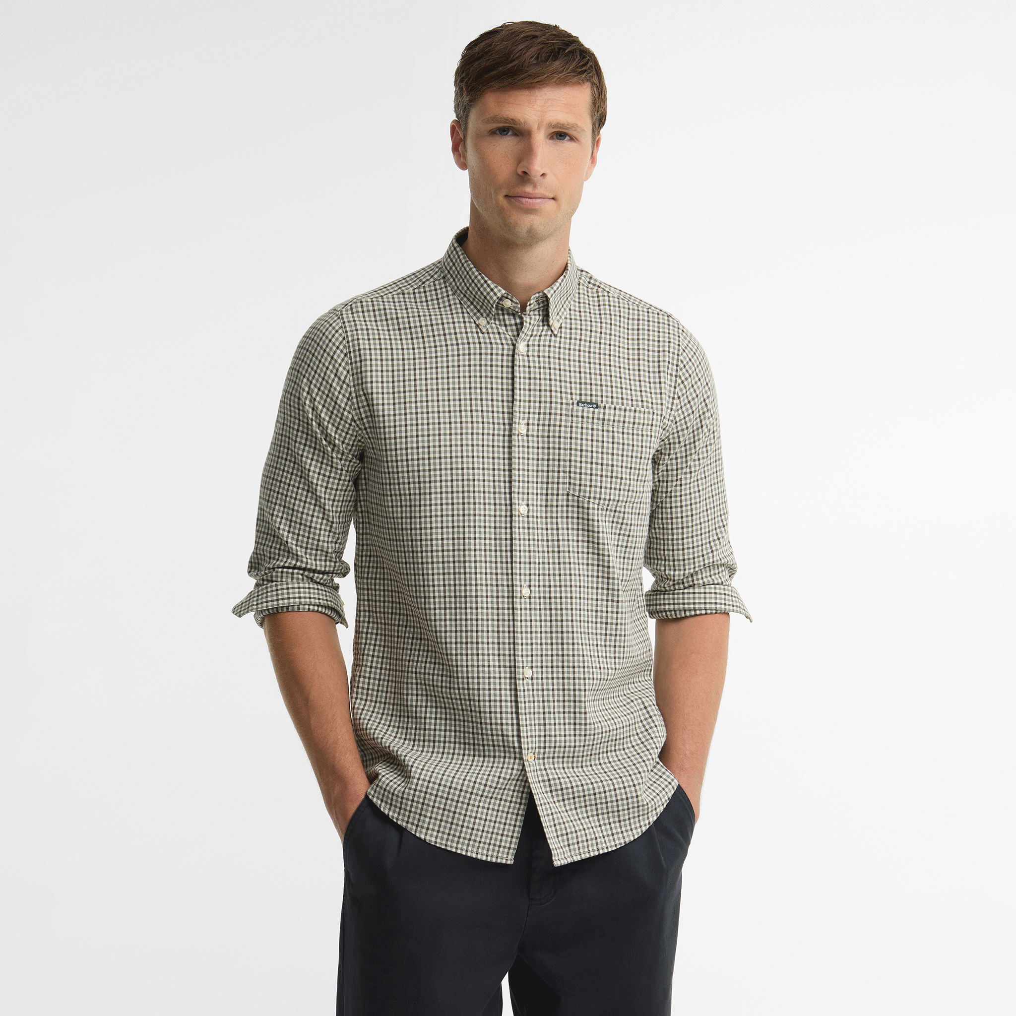 Barbour Padshaw Tailored Long-Sleeved Shirt Olive Mens