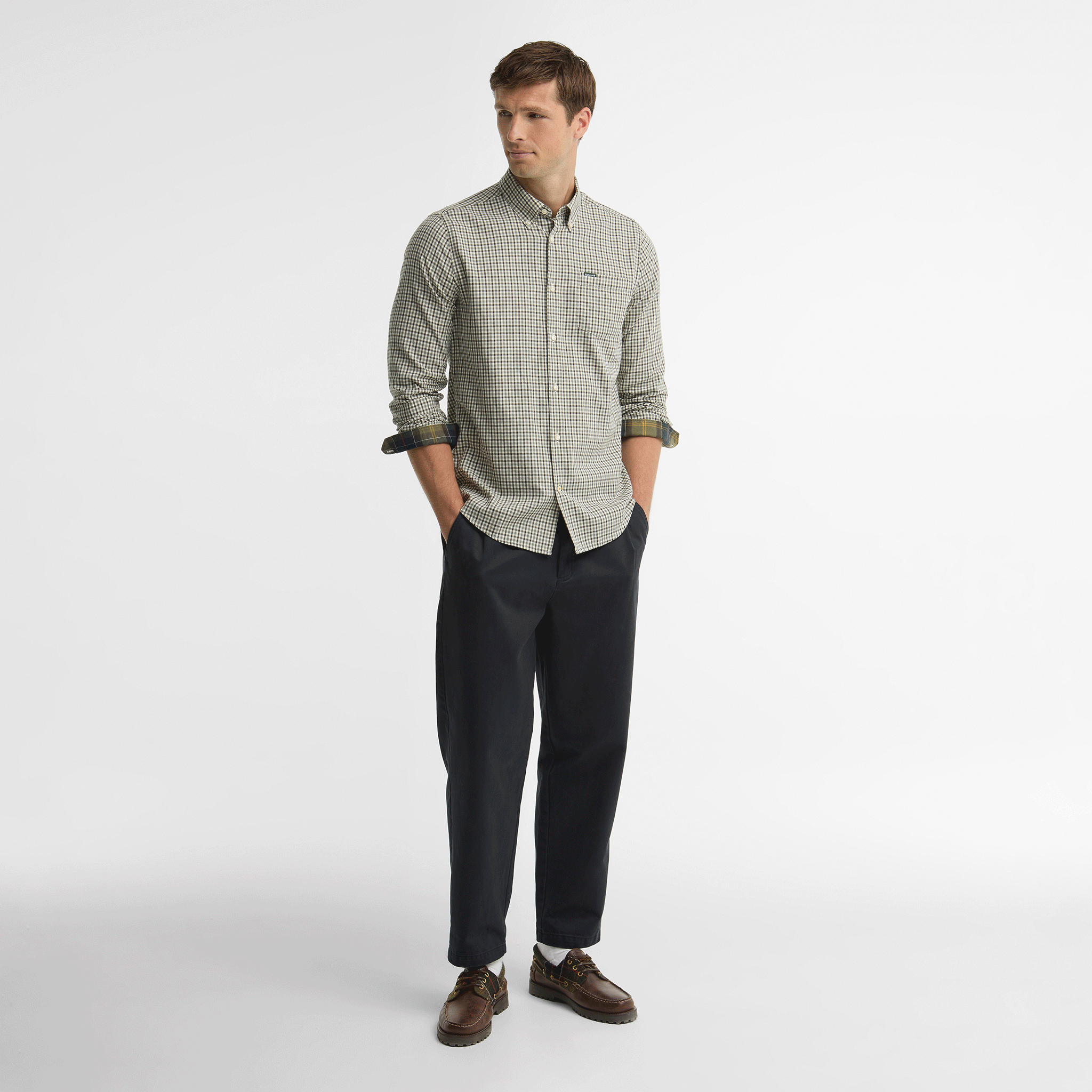 Barbour Padshaw Tailored Long-Sleeved Shirt Olive Mens