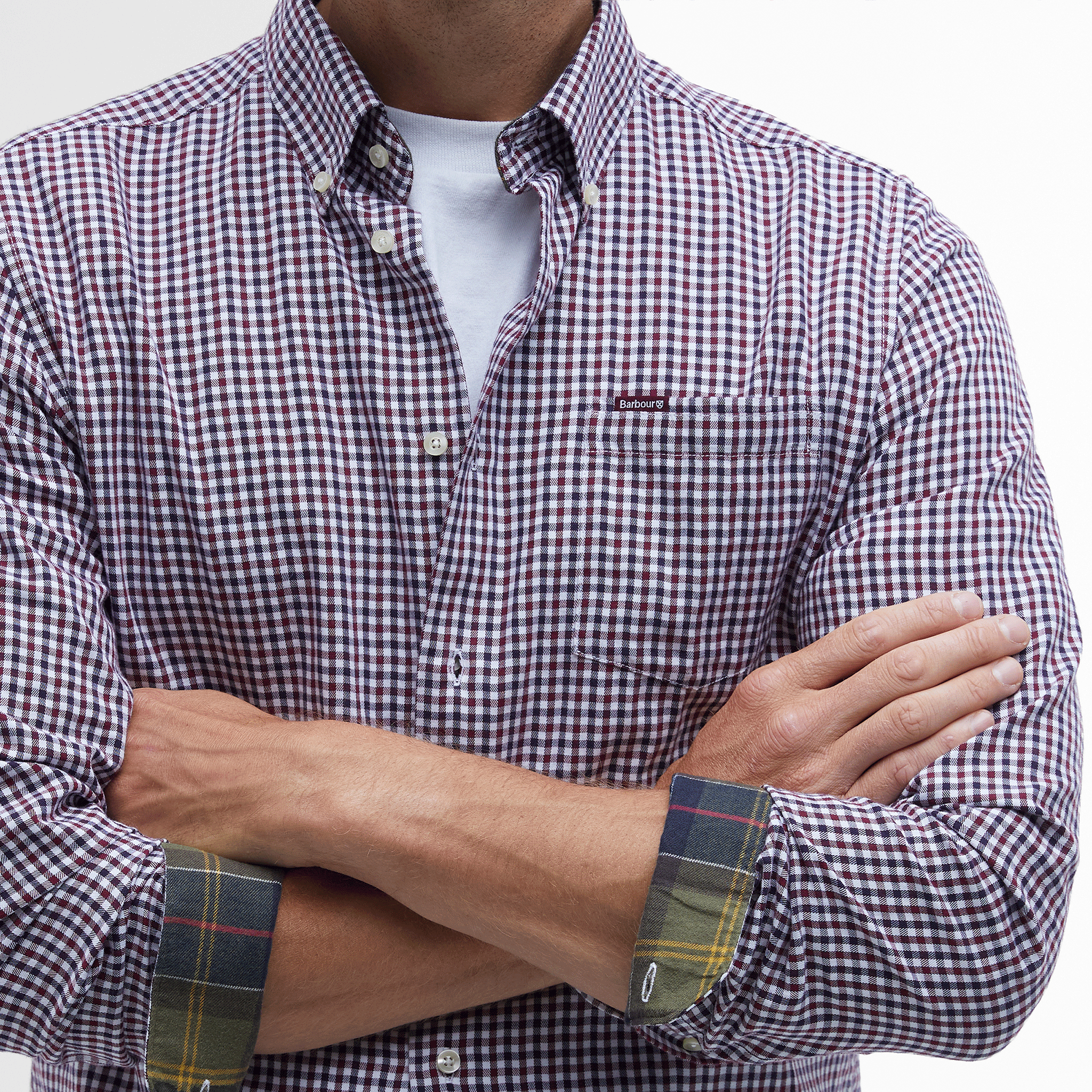 Barbour Padshaw Tailored Long-Sleeved Shirt Rich Red Mens