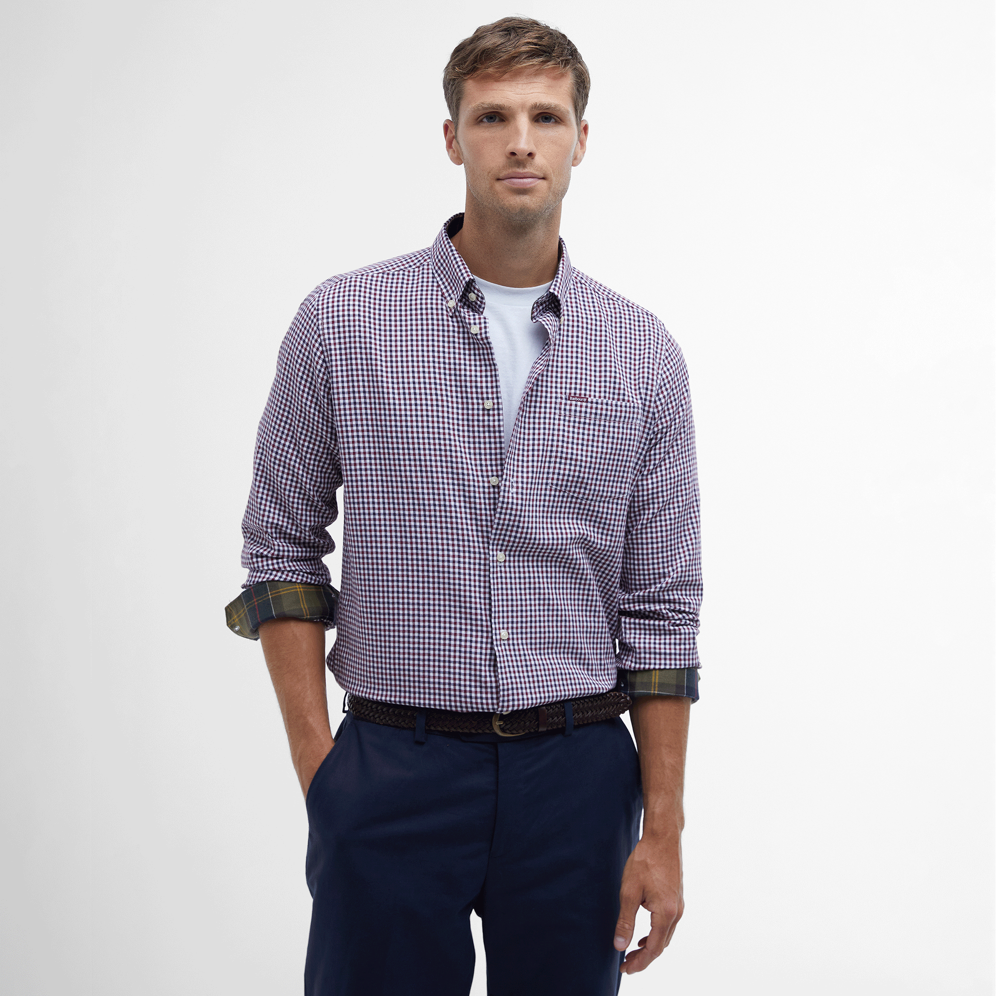 Barbour Padshaw Tailored Long-Sleeved Shirt Rich Red Mens