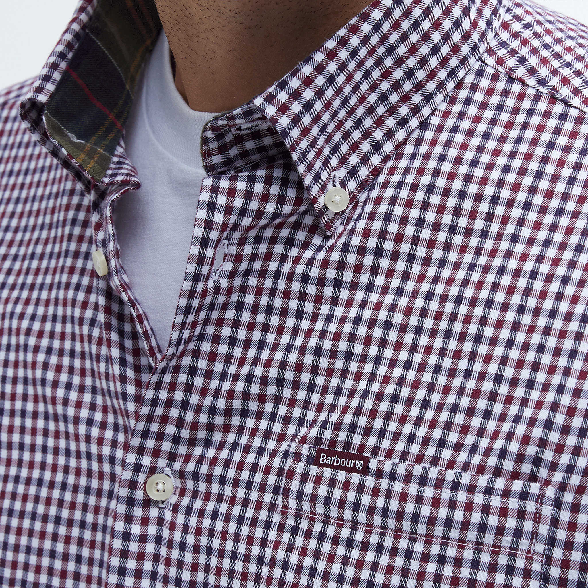 Barbour Padshaw Tailored Long-Sleeved Shirt Rich Red Mens