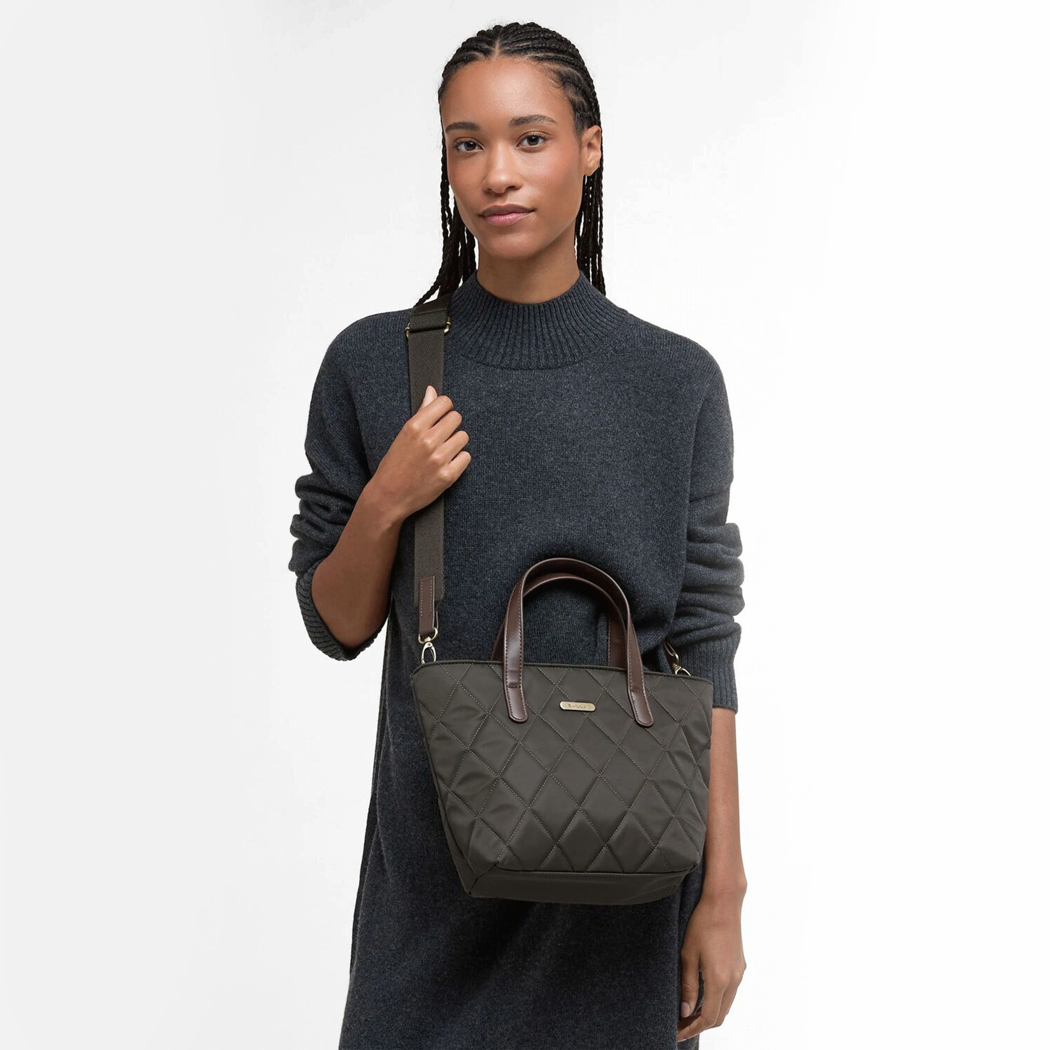 Barbour Quilted Mini Tote Bag Olive