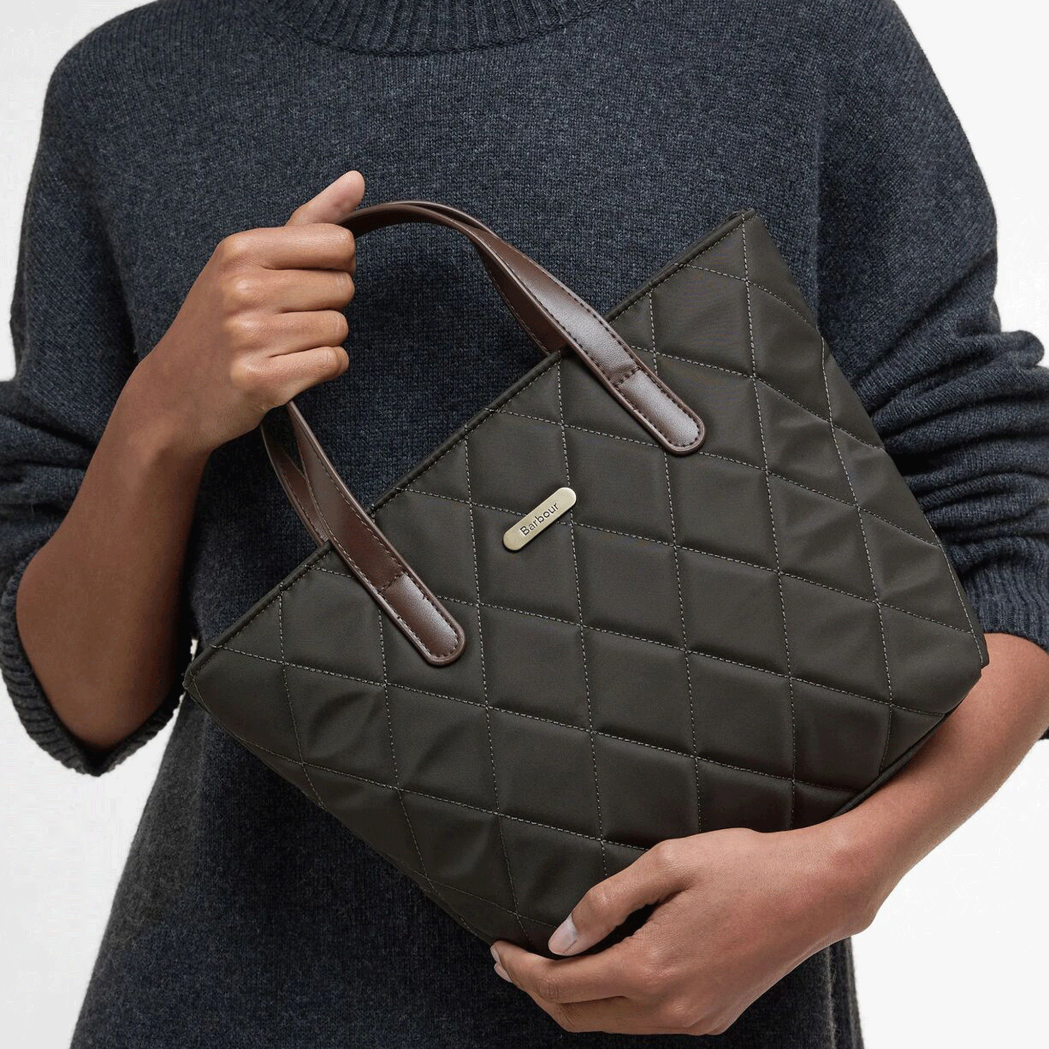 Barbour Quilted Mini Tote Bag Olive