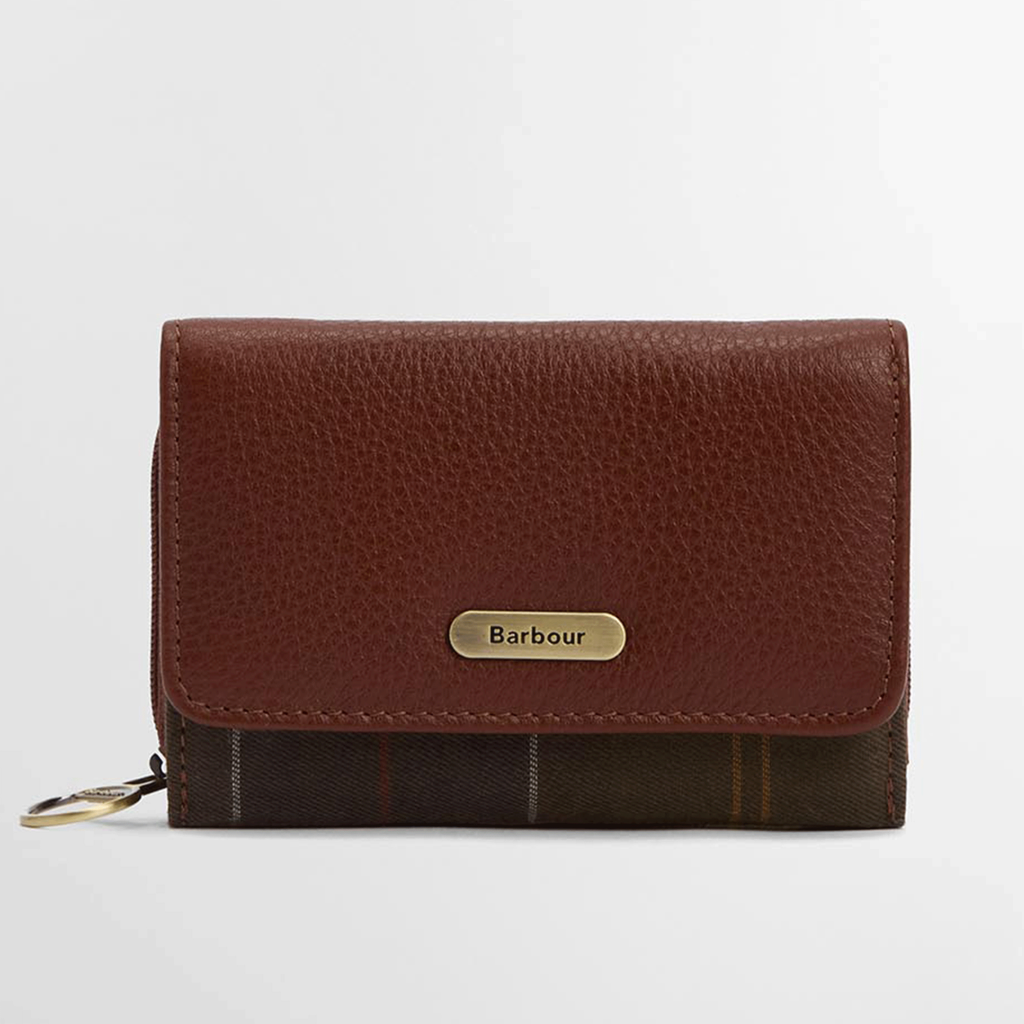 Barbour Rosa Leather French Purse – Brown / Classic Tartan