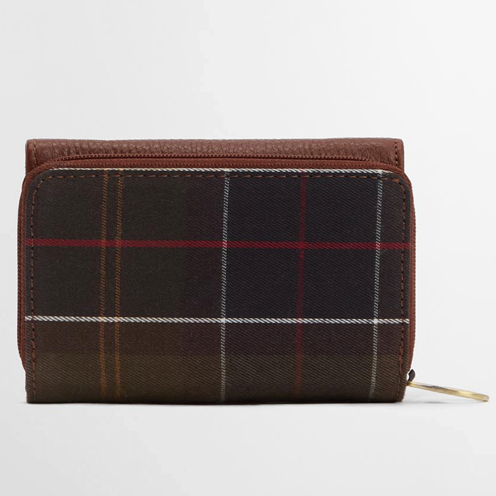 Barbour Rosa Leather French Purse – Brown / Classic Tartan