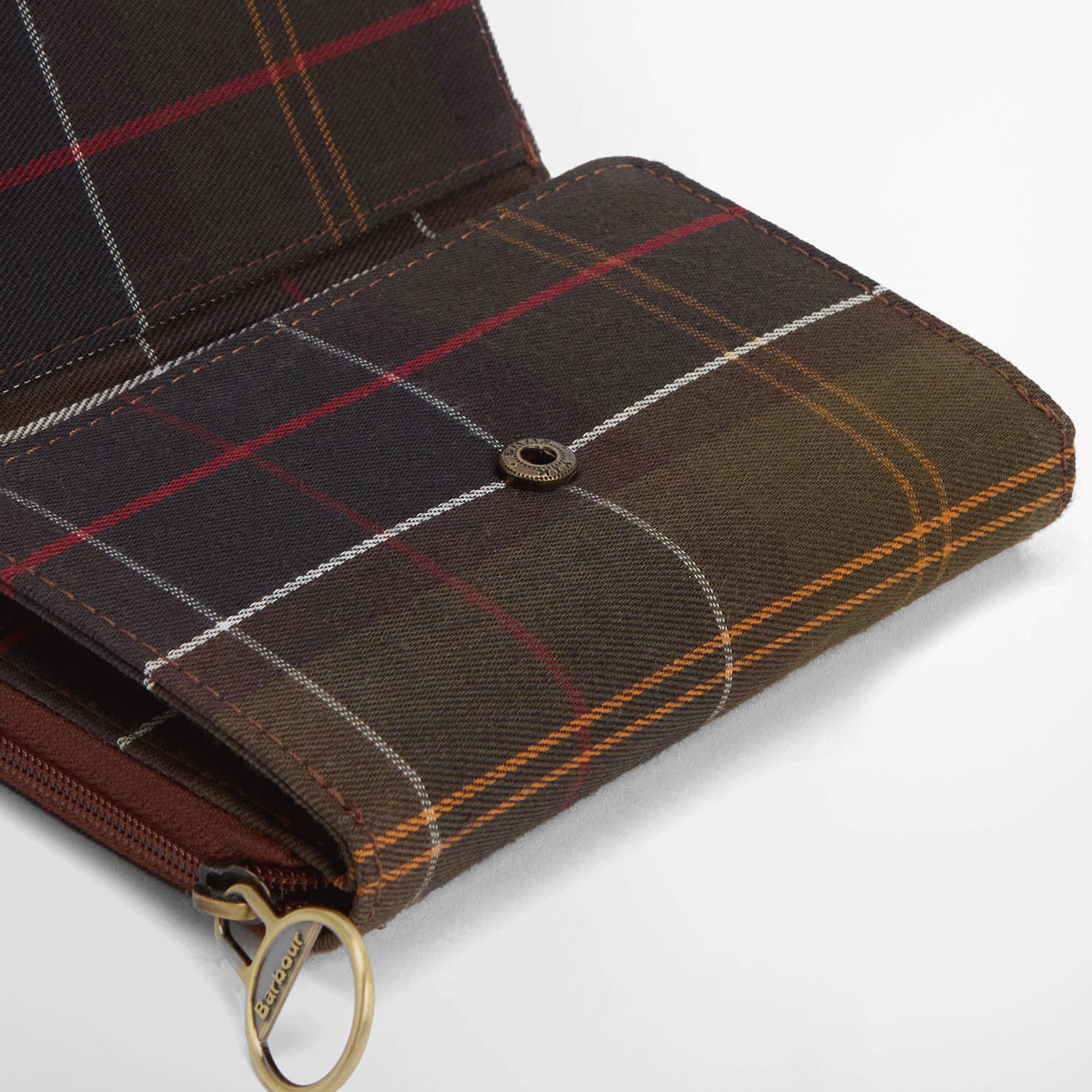 Barbour Rosa Leather French Purse – Brown / Classic Tartan
