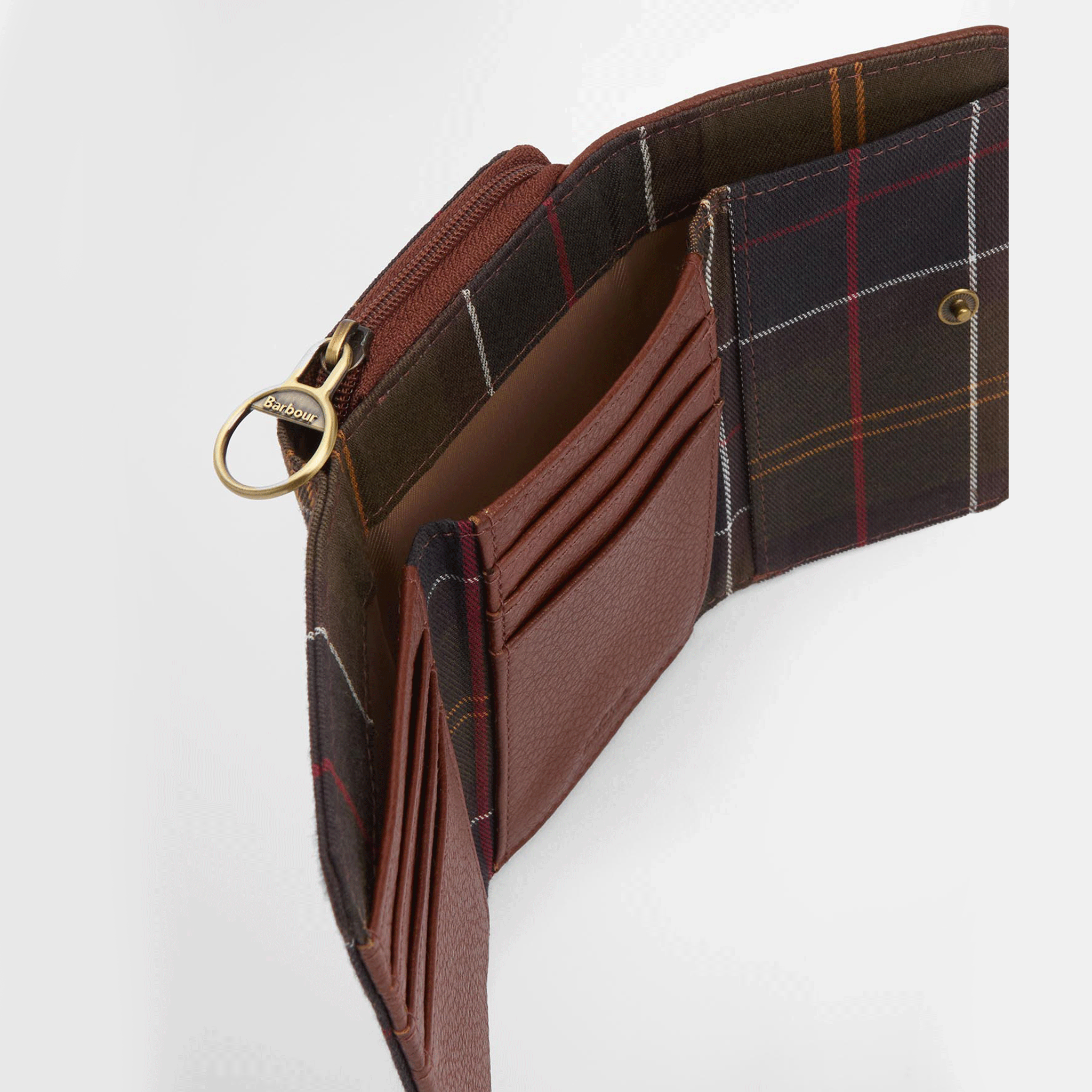 Barbour Rosa Leather French Purse – Brown / Classic Tartan