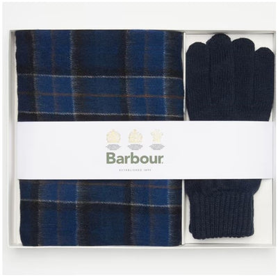 Barbour Scarf & Glove Gift Set Midnight Tartan 1