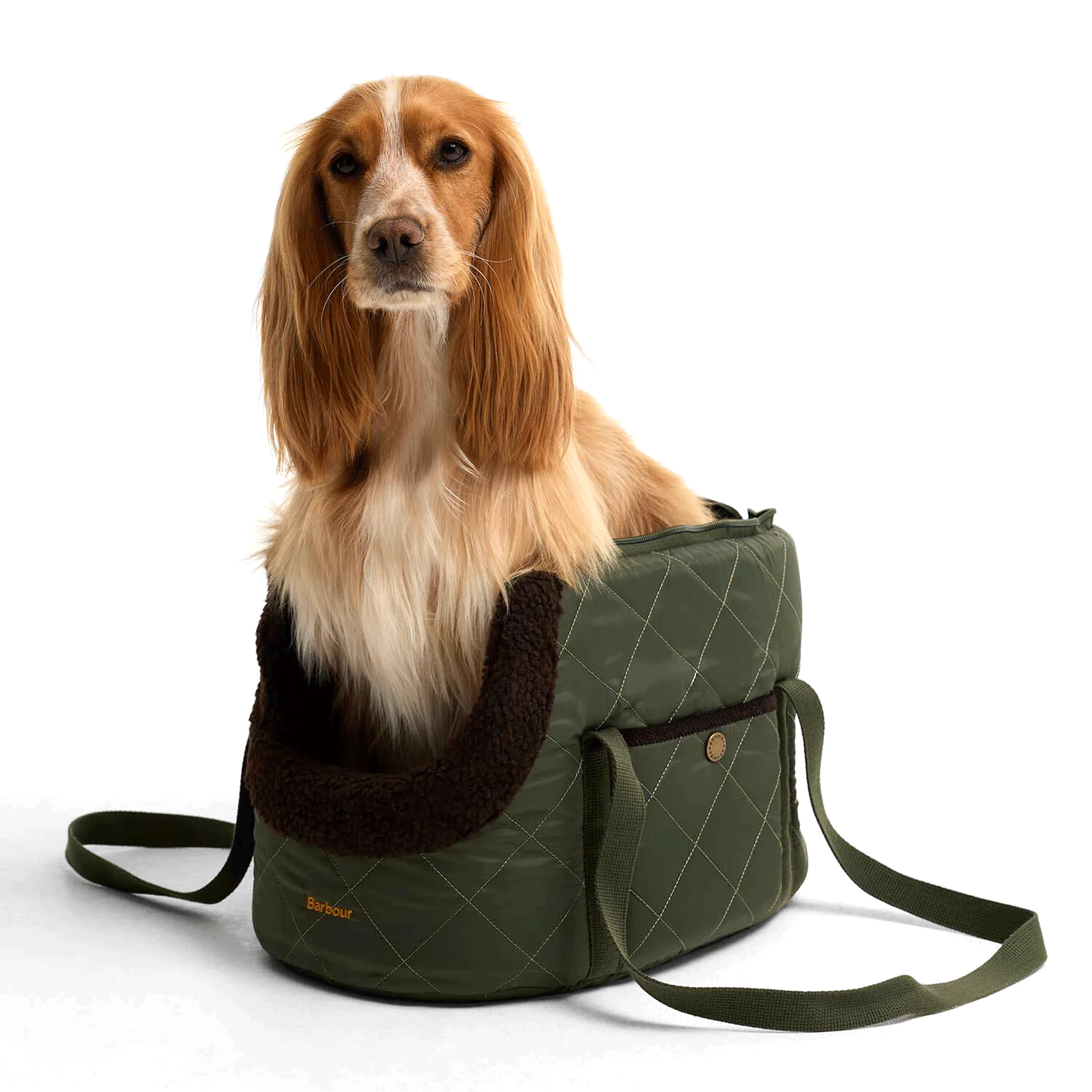 Barbour Small Quilted Dog Carrier Olive