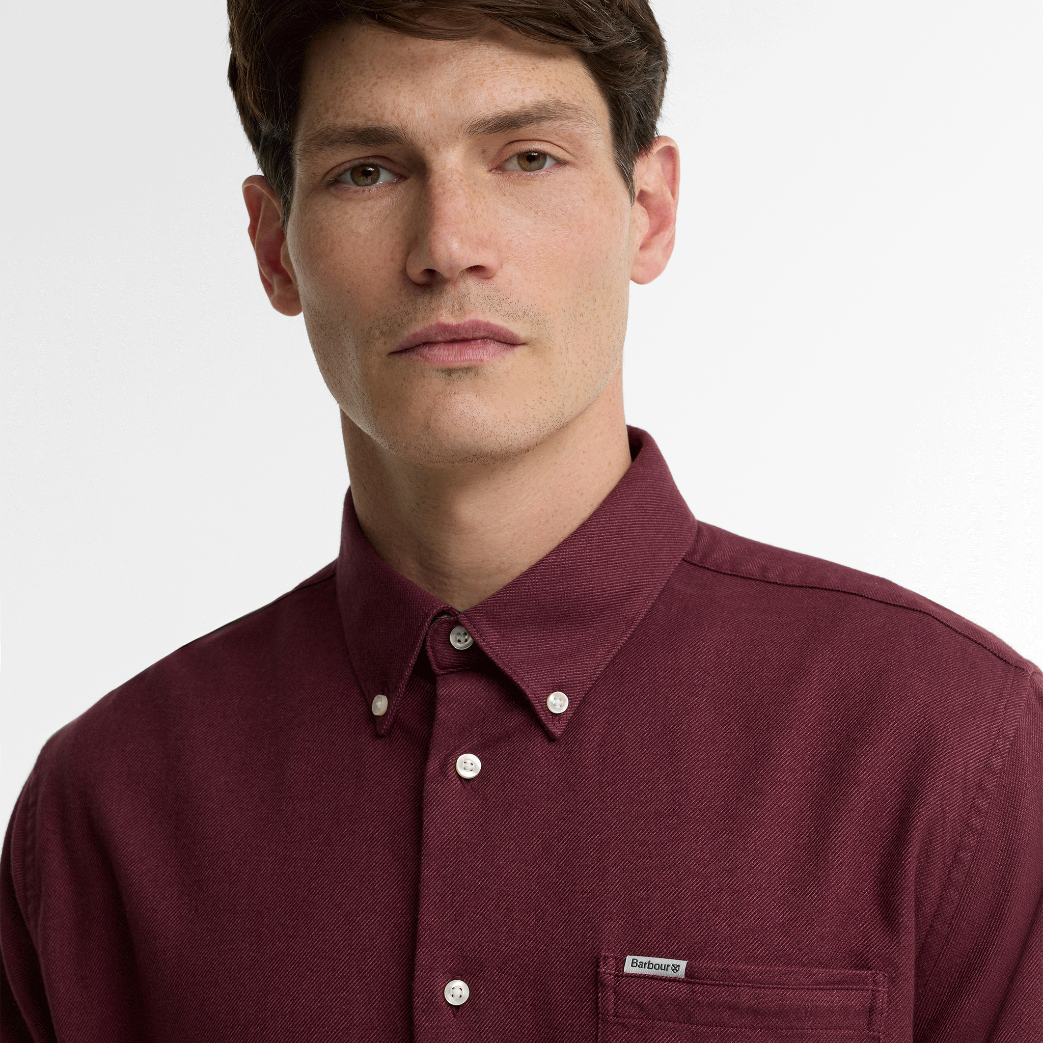 Barbour Sparrowhill Regular Long-Sleeved Shirt Dark Bordeaux Mens