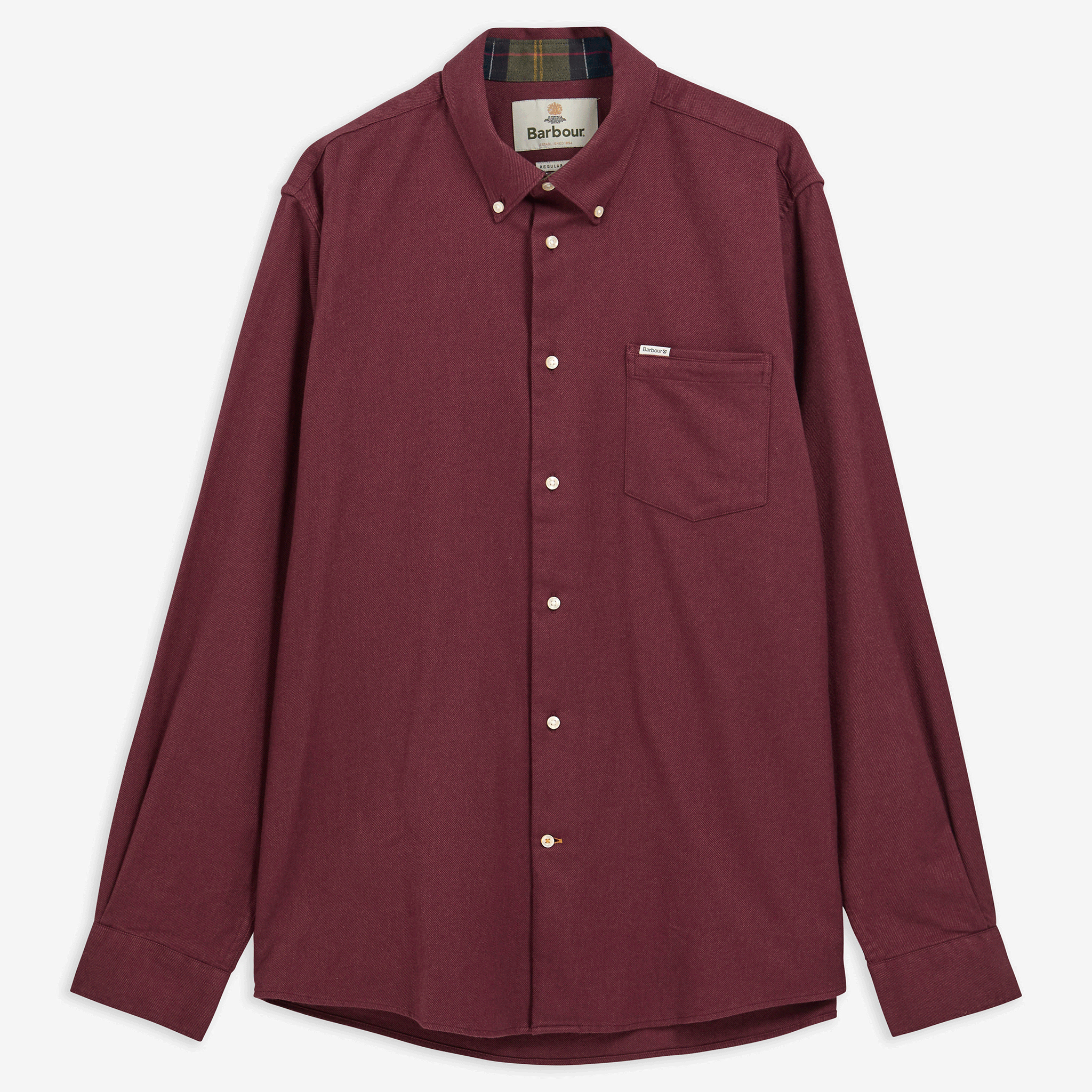 Barbour Sparrowhill Regular Long-Sleeved Shirt Dark Bordeaux Mens
