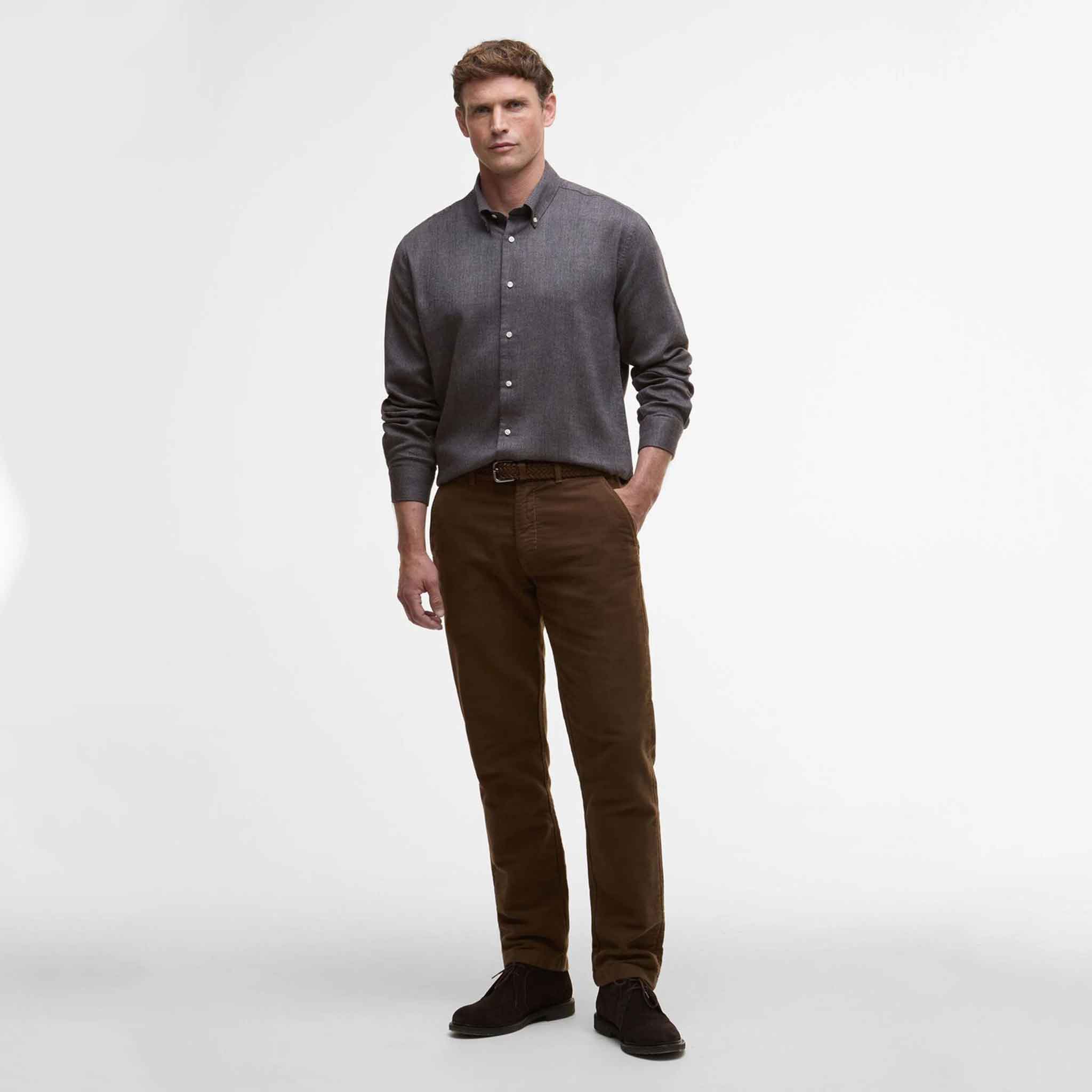 Barbour Tamish Herringbone Weave Shirt Grey Marl