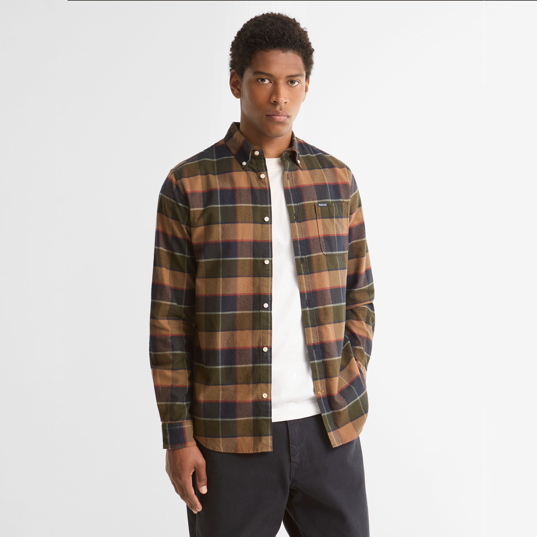 Barbour Valley Tailored Long-Sleeved Shirt Olive Mens