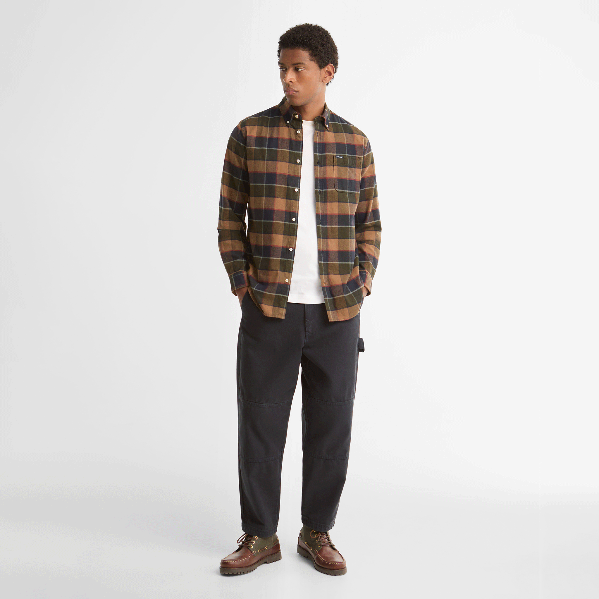 Barbour Valley Tailored Long-Sleeved Shirt Olive Mens
