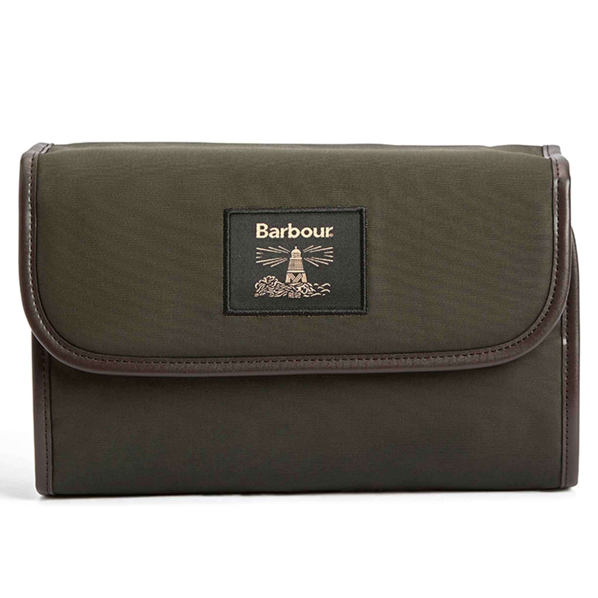Barbour Waxed Hanging Washbag – Olive/Beacon