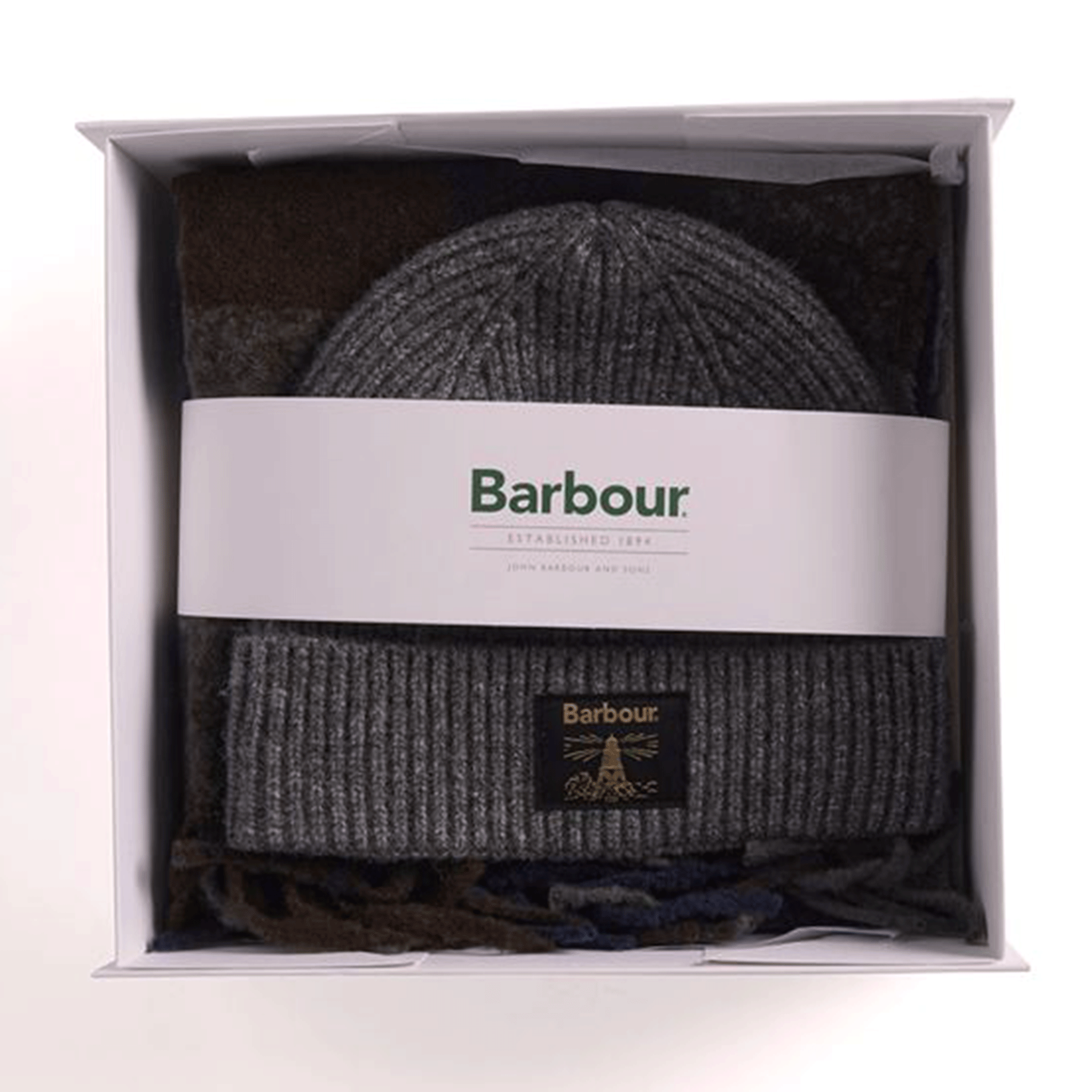 Barbour Westerdale Beanie & Scarf Gift Set Midnight Oak