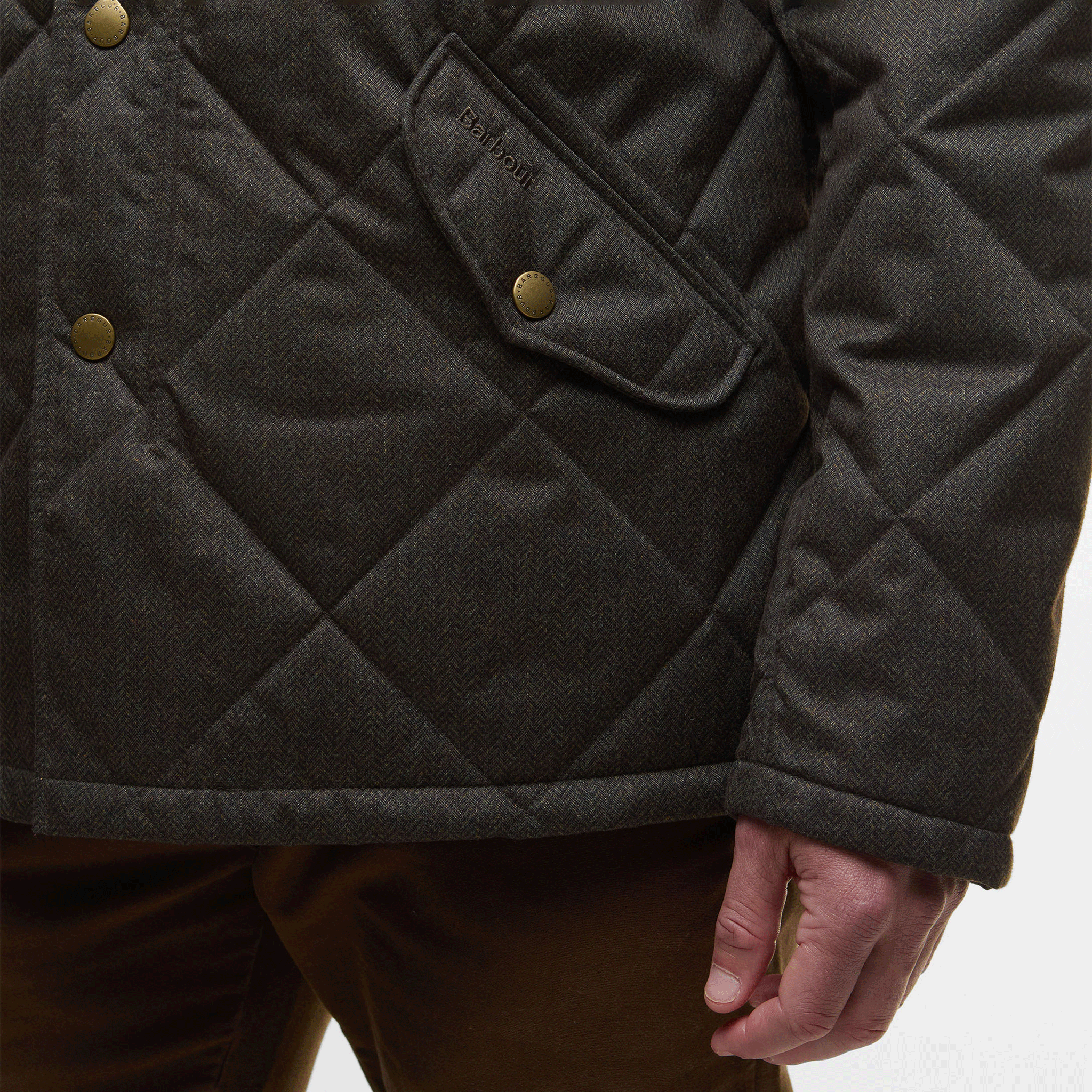 Barbour Winter Shoveler Quilted Jacket Dark Olive Mens