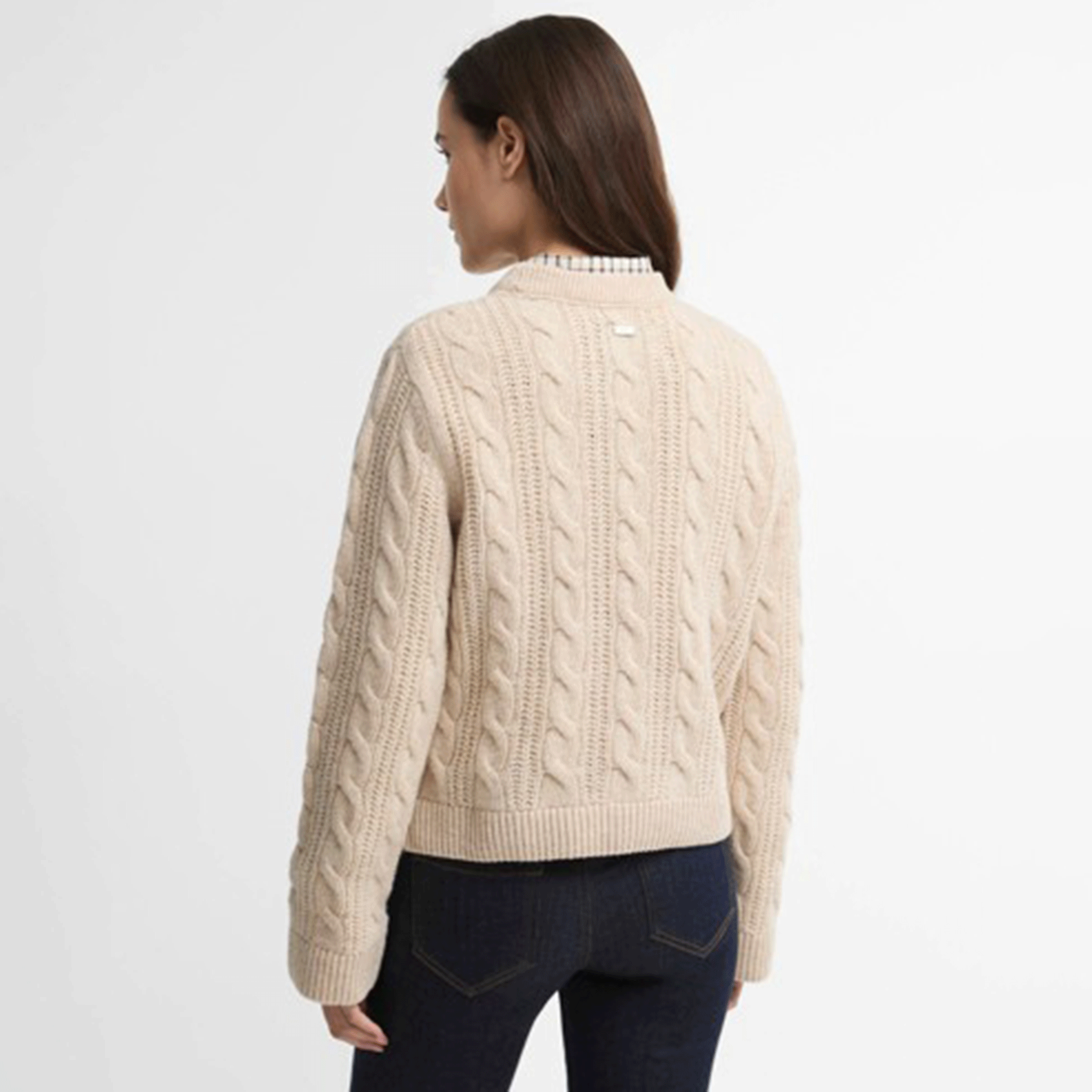 Barbour Women’s Joan Cropped Cable-Knit Wool Jumper Birch