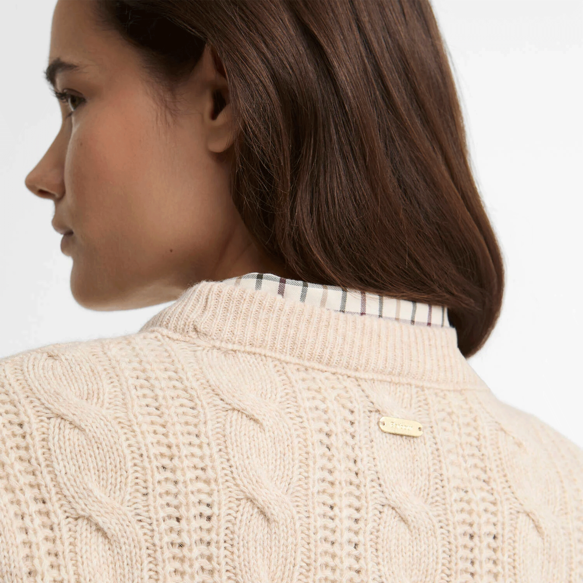 Barbour Women’s Joan Cropped Cable-Knit Wool Jumper Birch