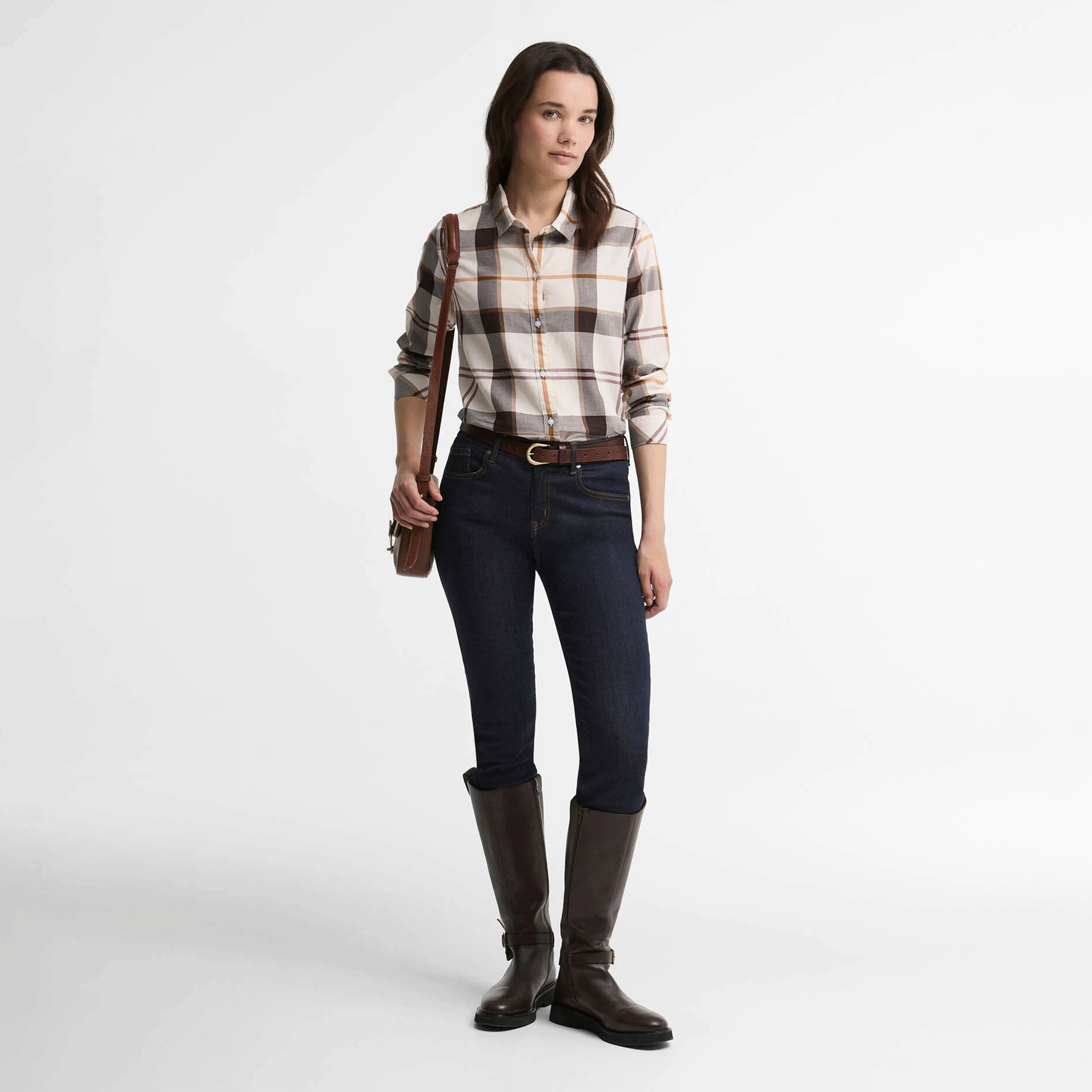 Barbour Women’s Moorland Relaxed Tartan Shirt Ecru Muted Tartan