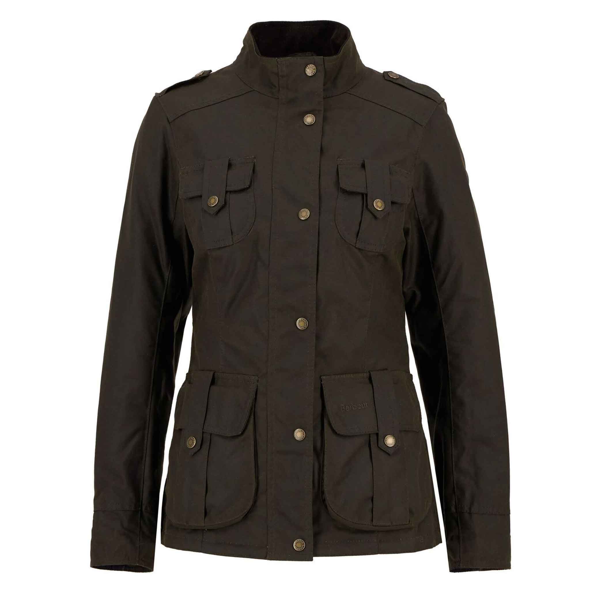 Barbour Women's Winter Defence Waxed Cotton Jacket Olive Classic