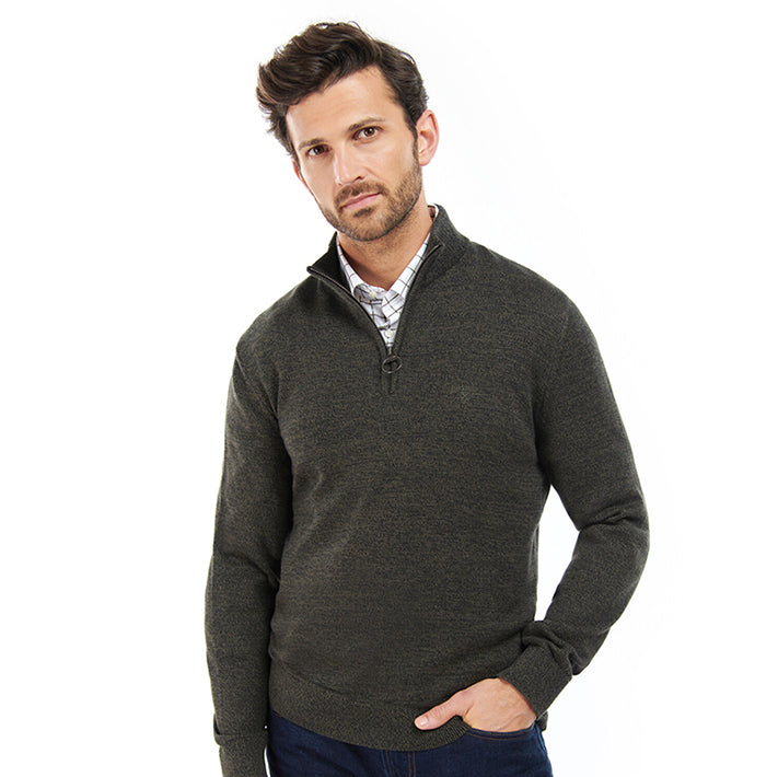 Barbour mens Firle Halfzip olive marl 2