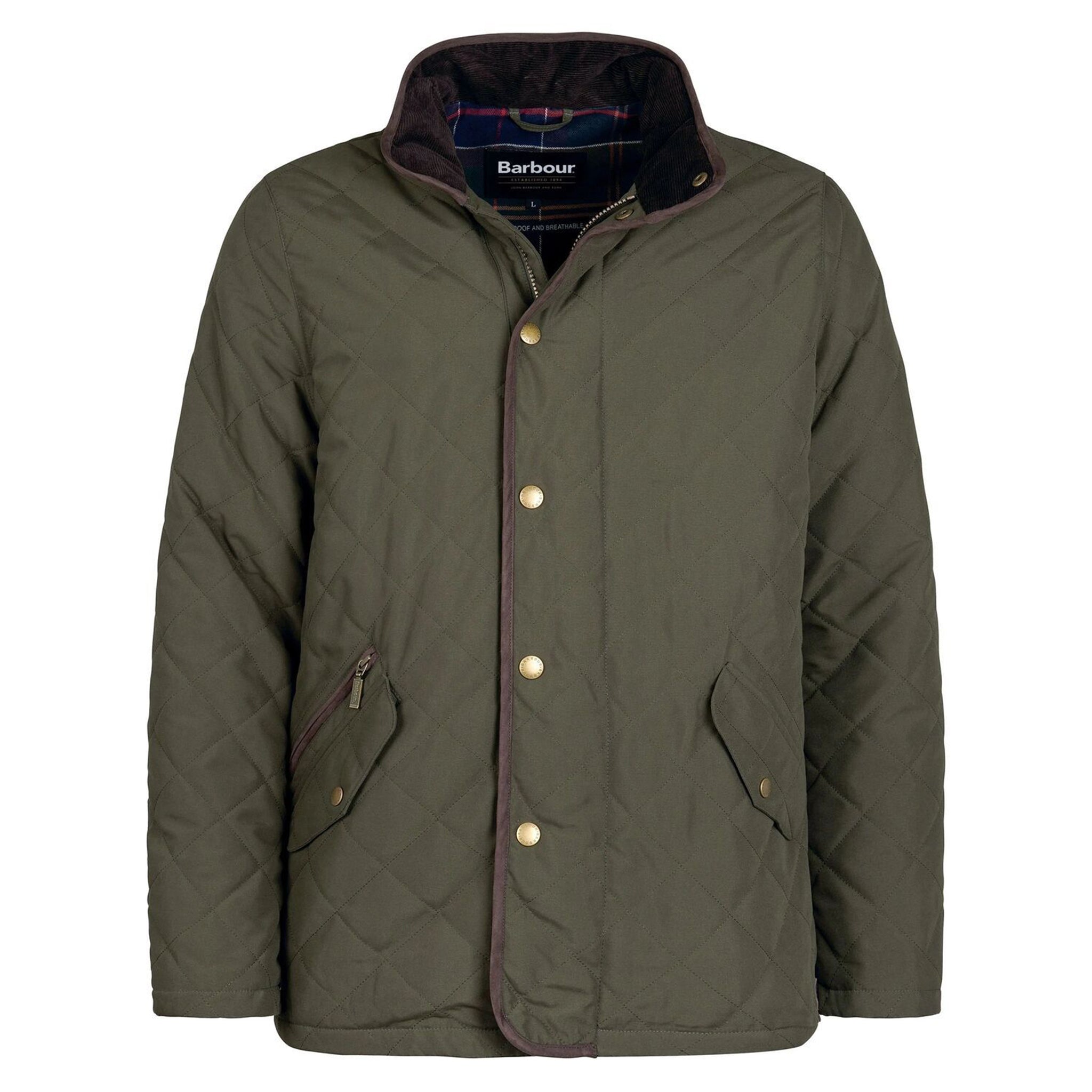 Barbour Men's Waterproof Shoveler Quilted Jacket Dark Olive