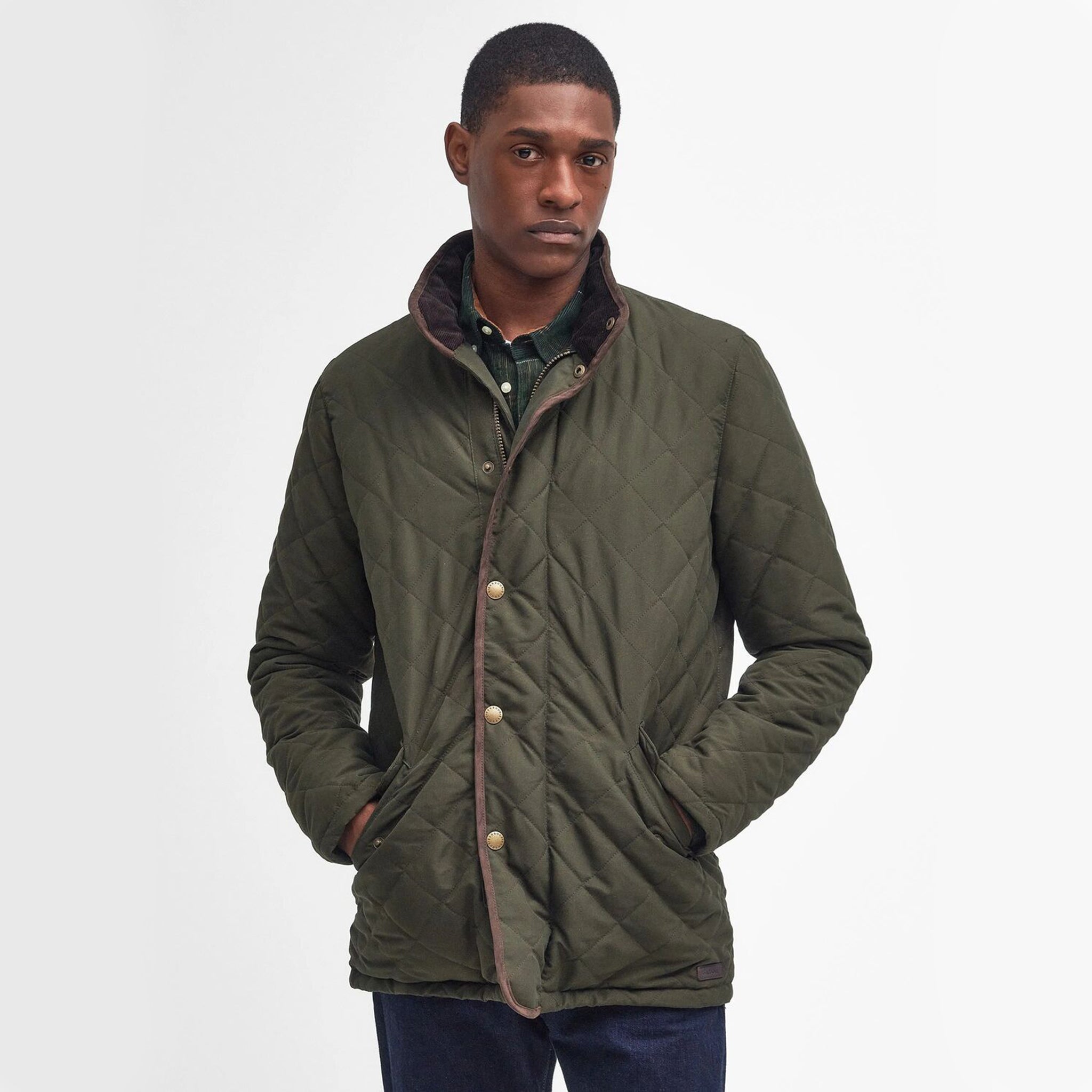 Barbour Men's Waterproof Shoveler Quilted Jacket Dark Olive