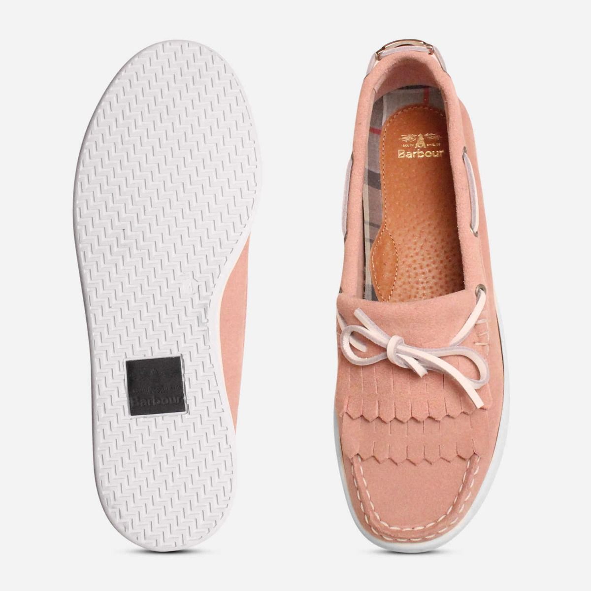 Barbour Klara Ladies Boat Shoes Pink Suede