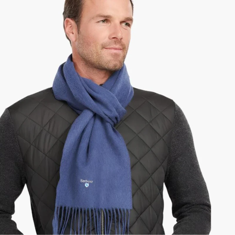 Barbour Plain Lambswool Scarf Navy Blue