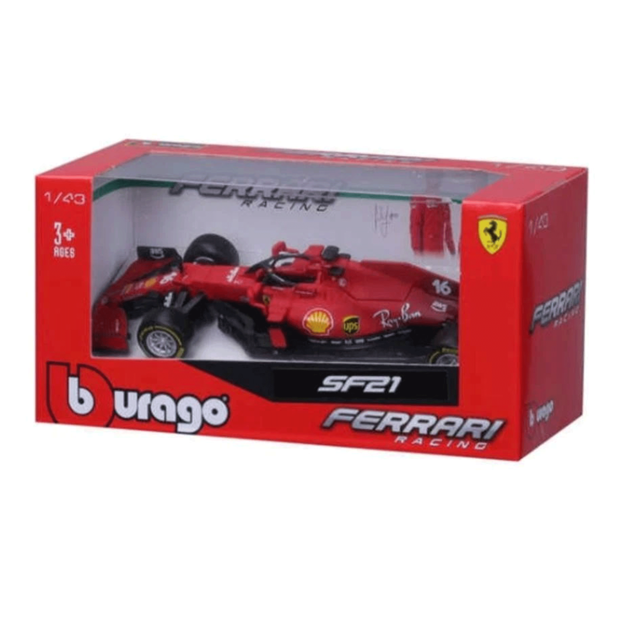 Bburago Ferrari SF21 F1 #16 Charles Leclerc 2021 Formula 1 Diecast Model Car 1:18 Scale Red