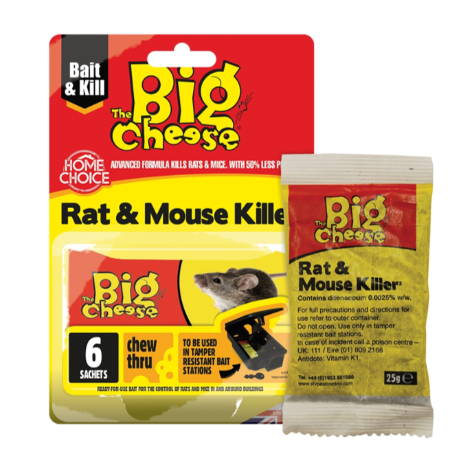 Big Cheese Rat &amp; Mouse Grain Bait Sachets (6x25G) 1