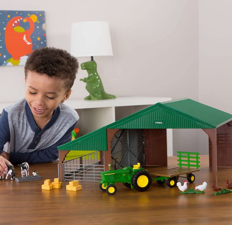 Britains Animal Farm Building Set with John Deere Tractor & Wagon 1.32 Scale 2