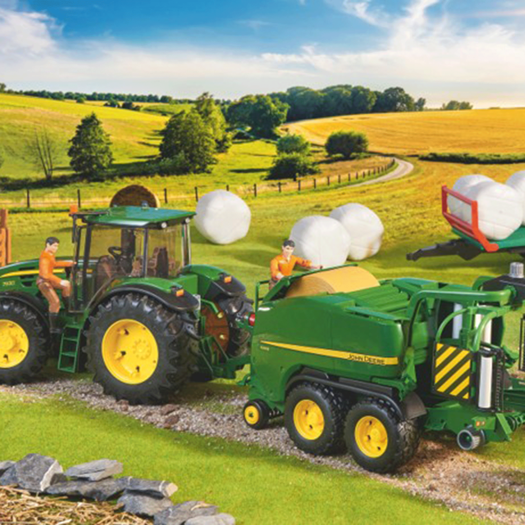 Bruder John Deere C441R Round Bales Press with Wrapping Chamber Baler 1:16 Scale