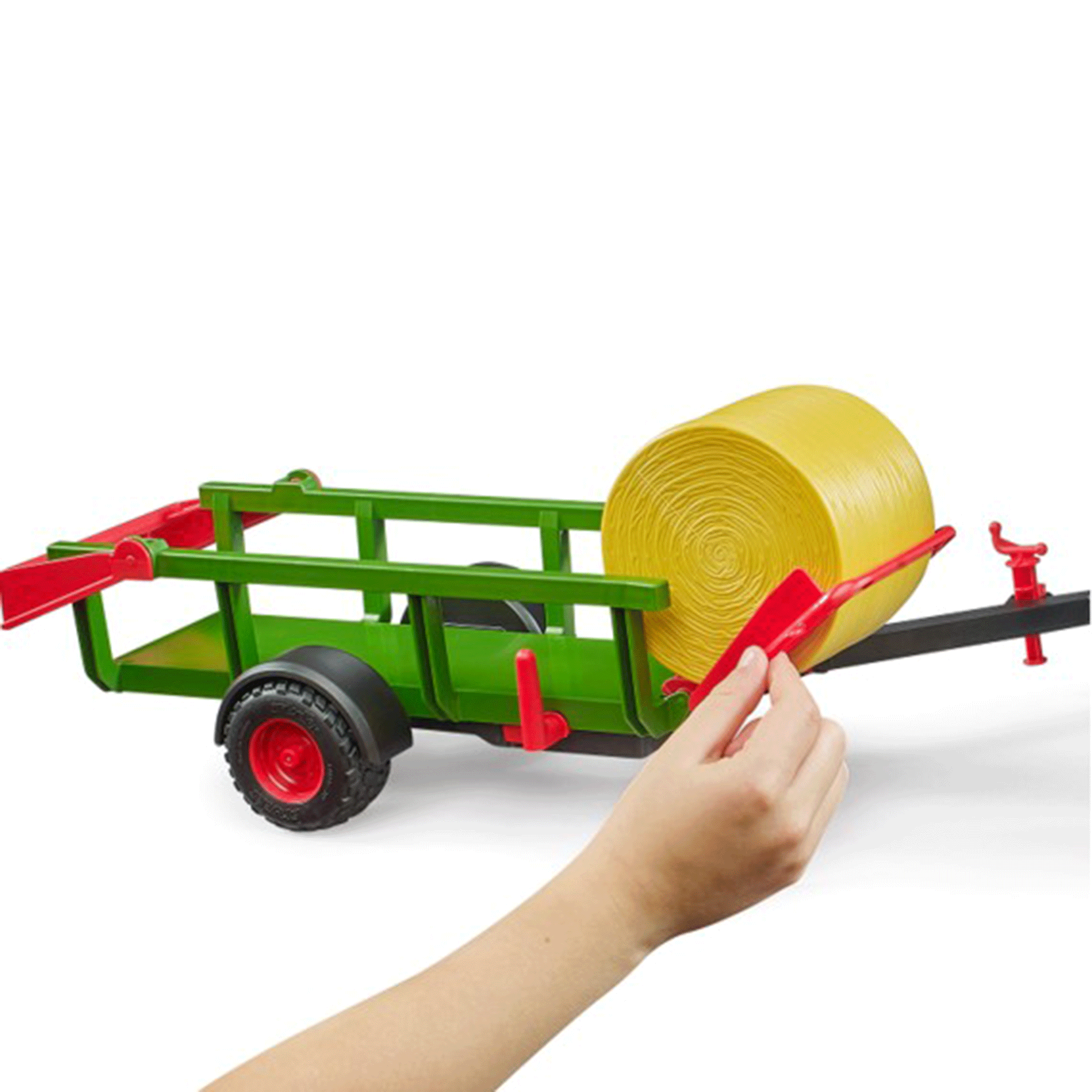 Bruder Round Bale Collector Trailer with 3 Round Bales 1:16 Scale