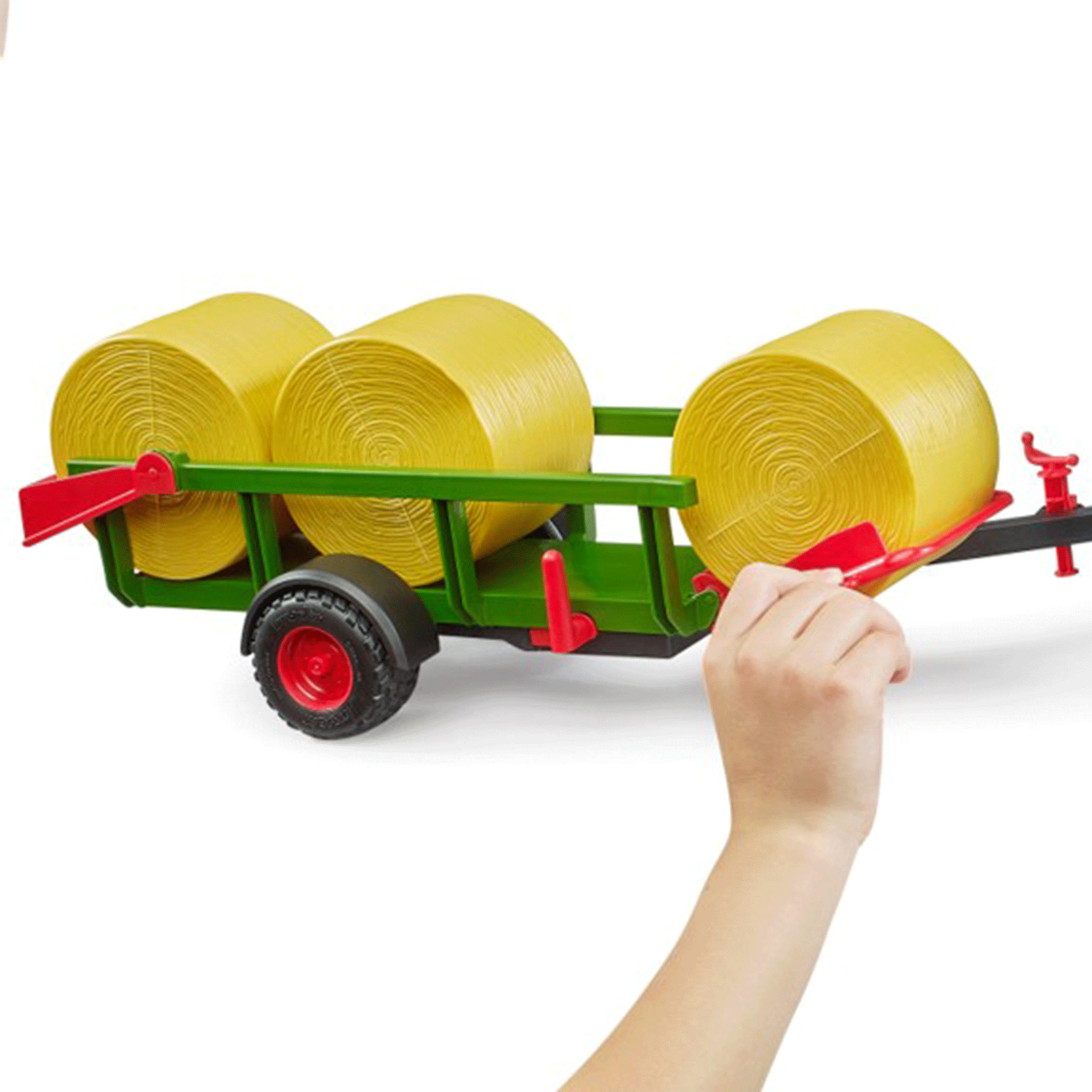 Bruder Round Bale Collector Trailer with 3 Round Bales 1:16 Scale