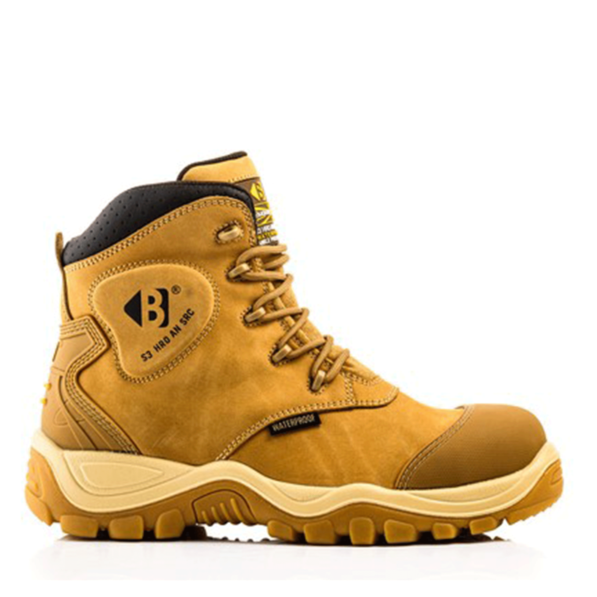 Buckbootz BSH012HY Honey Crazy Horse Leather Buckshot Lace Safety Boot