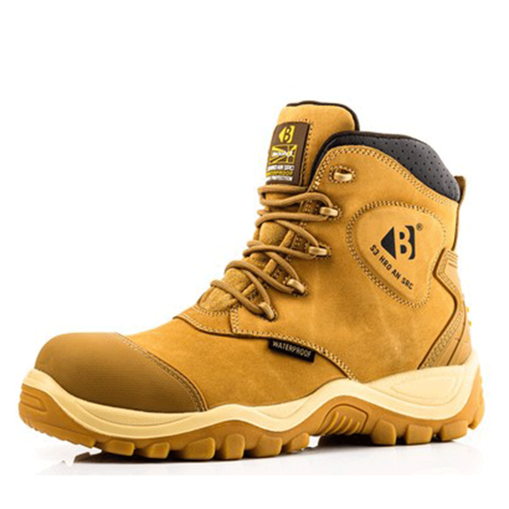 Buckbootz BSH012HY Honey Crazy Horse Leather Buckshot Lace Safety Boot