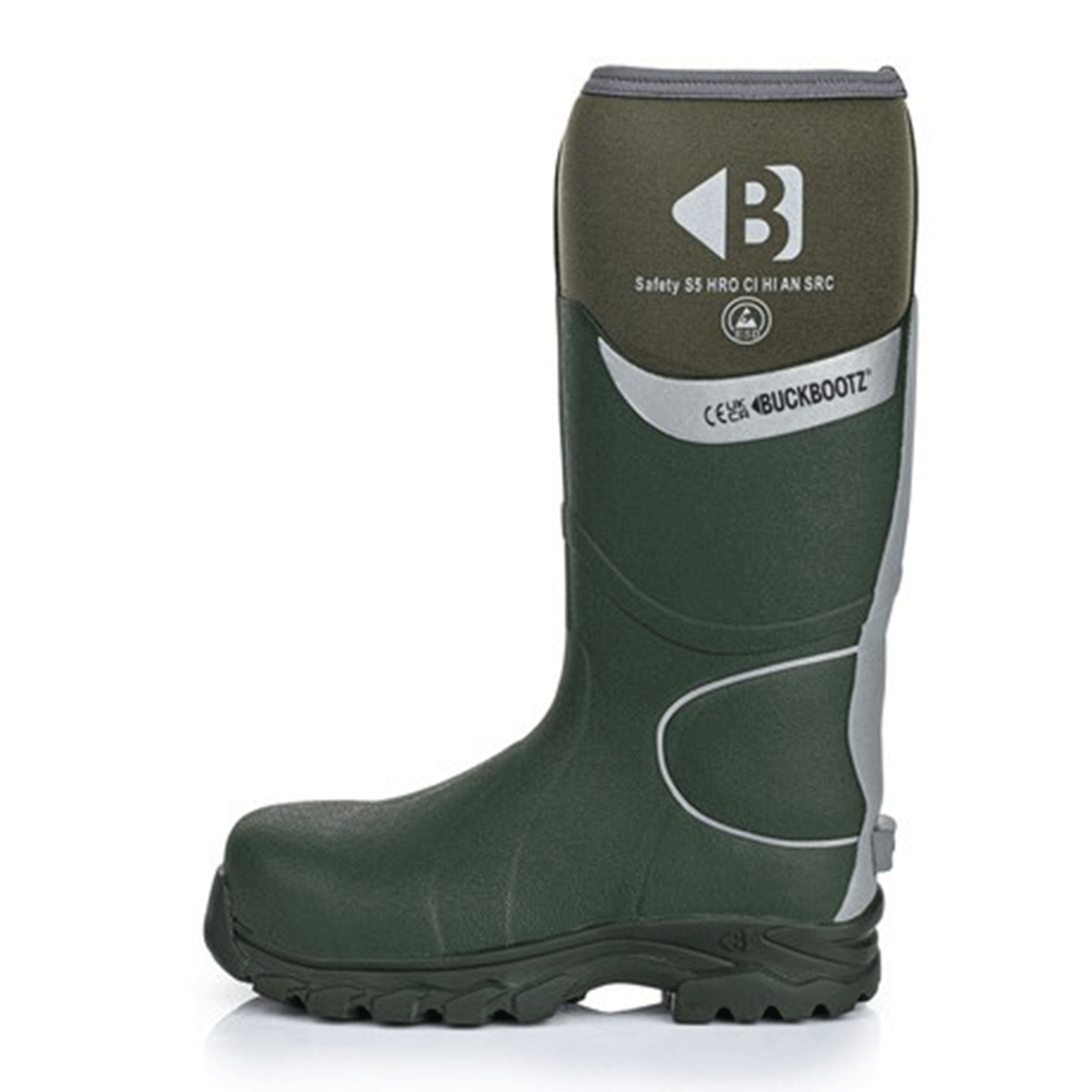 Buckler Buckbootz S5 Safety Wellington Boots Green