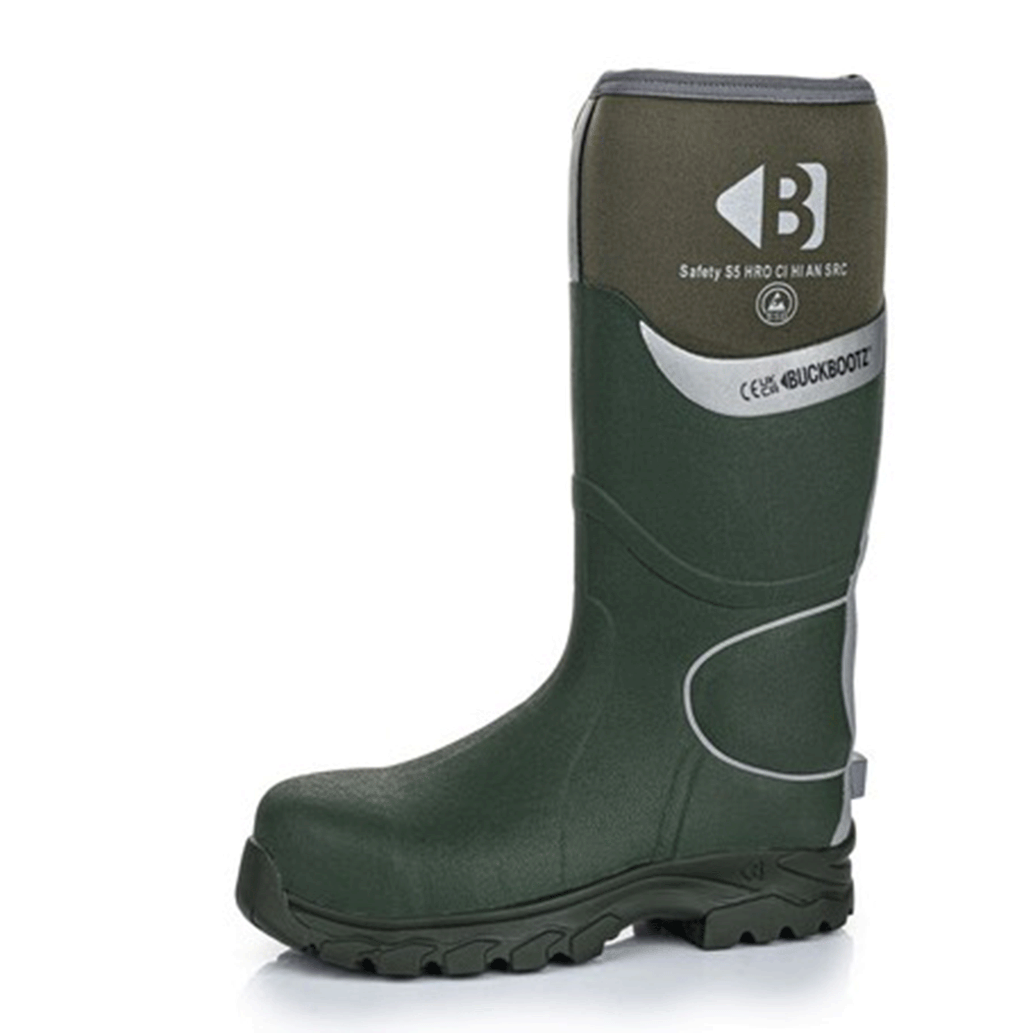 Buckler Buckbootz S5 Safety Wellington Boots Green