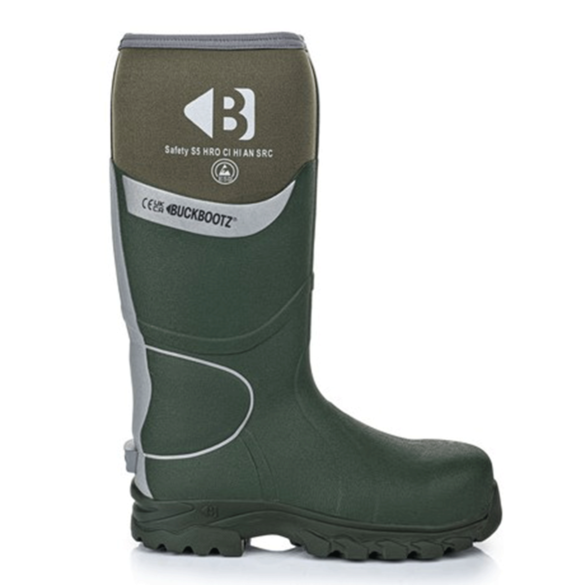 Buckler Buckbootz S5 Safety Wellington Boots Green