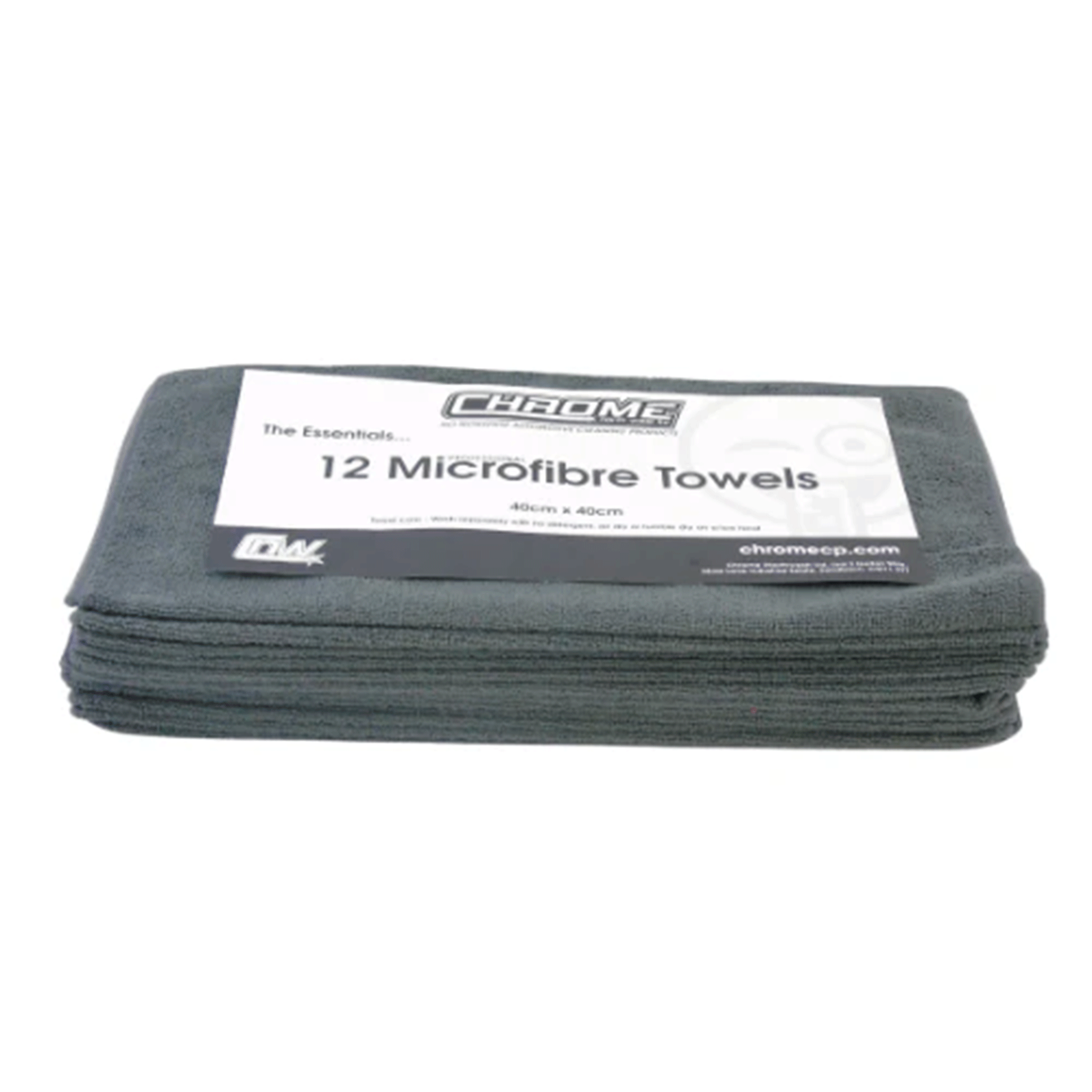 Chrome Microfibre Cloths 12 Pack Grey