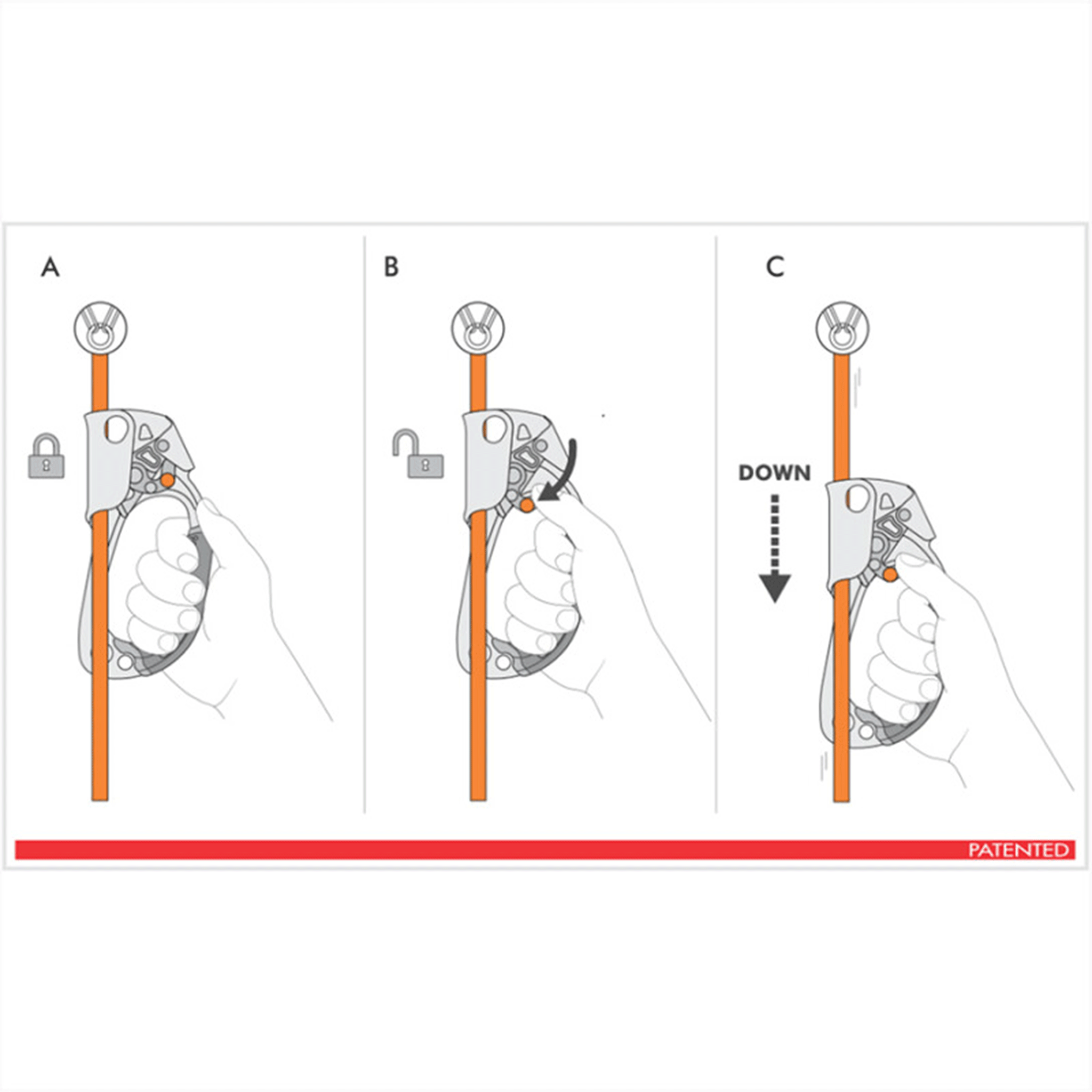 Climbing Technology Quick Up Right Ascender 140kg Orange