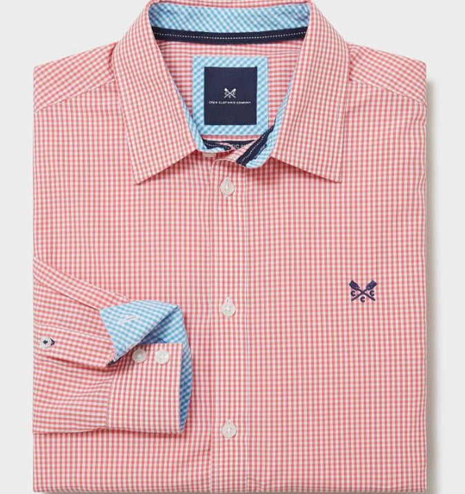 Crew Classic Fit Micro Gingham Shirt Coral-White 1