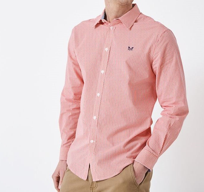 Crew Classic Fit Micro Gingham Shirt Coral-White 5